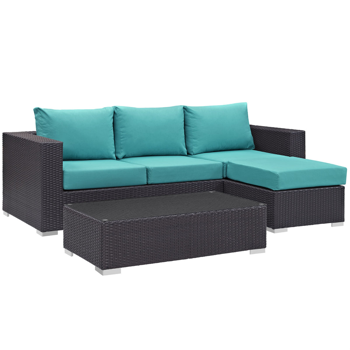 Convene Outdoor Sectional Set - Durable Rattan Weave, Aluminum Frame, Weather-Resistant Cushions - Patio, Backyard, Poolside Furniture