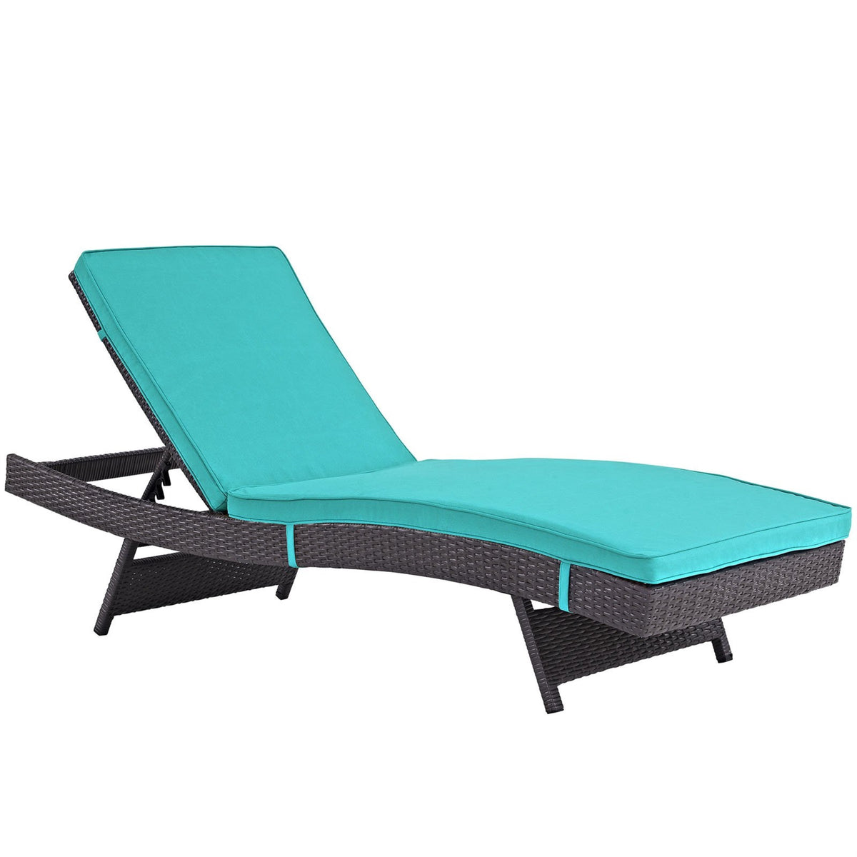 Casafoyer Convene Wicker Rattan Outdoor Patio Chaise Lounge Chair In Espresso Turquoise