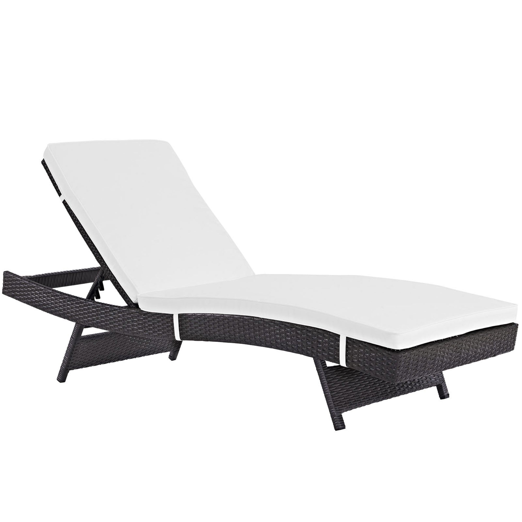 Casafoyer Convene Wicker Rattan Outdoor Patio Chaise Lounge Chair In Espresso White