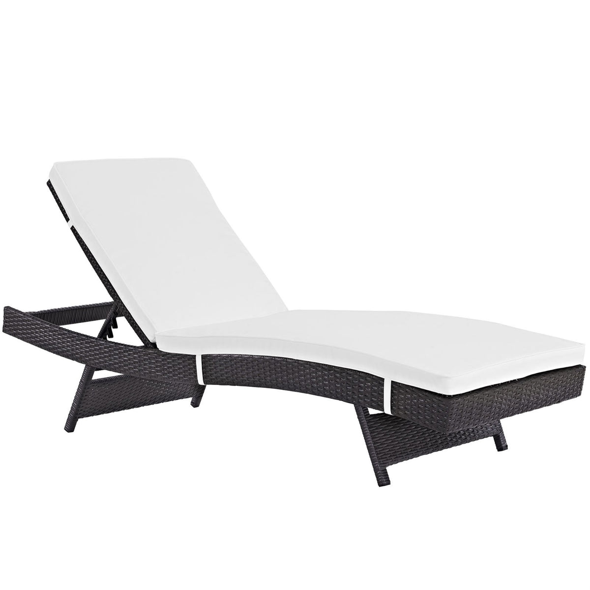 Casafoyer Convene Wicker Rattan Outdoor Patio Chaise Lounge Chair In Espresso White