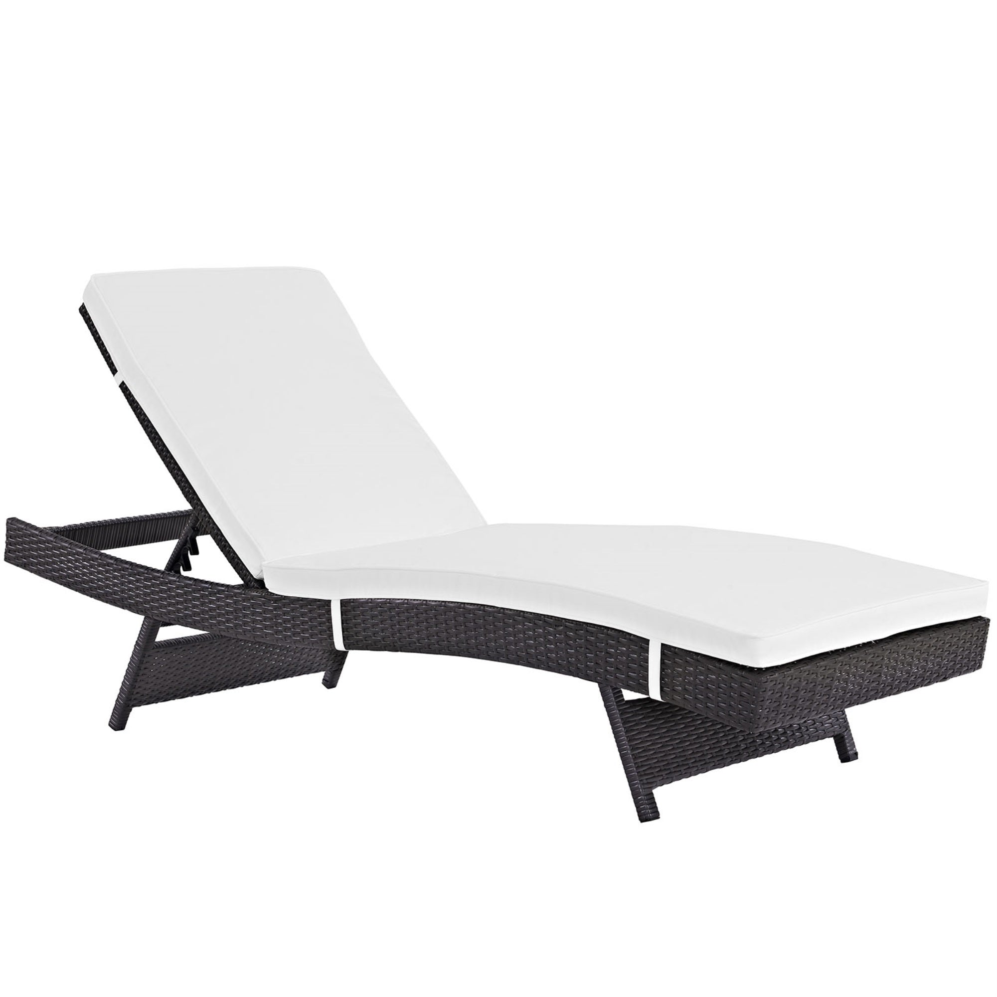 Convene Outdoor Sectional Series: Comfortable And Versatile Patio Lounge Chair With Reclining Patio Chaise - Weather-Resistant Cushions - Espresso White