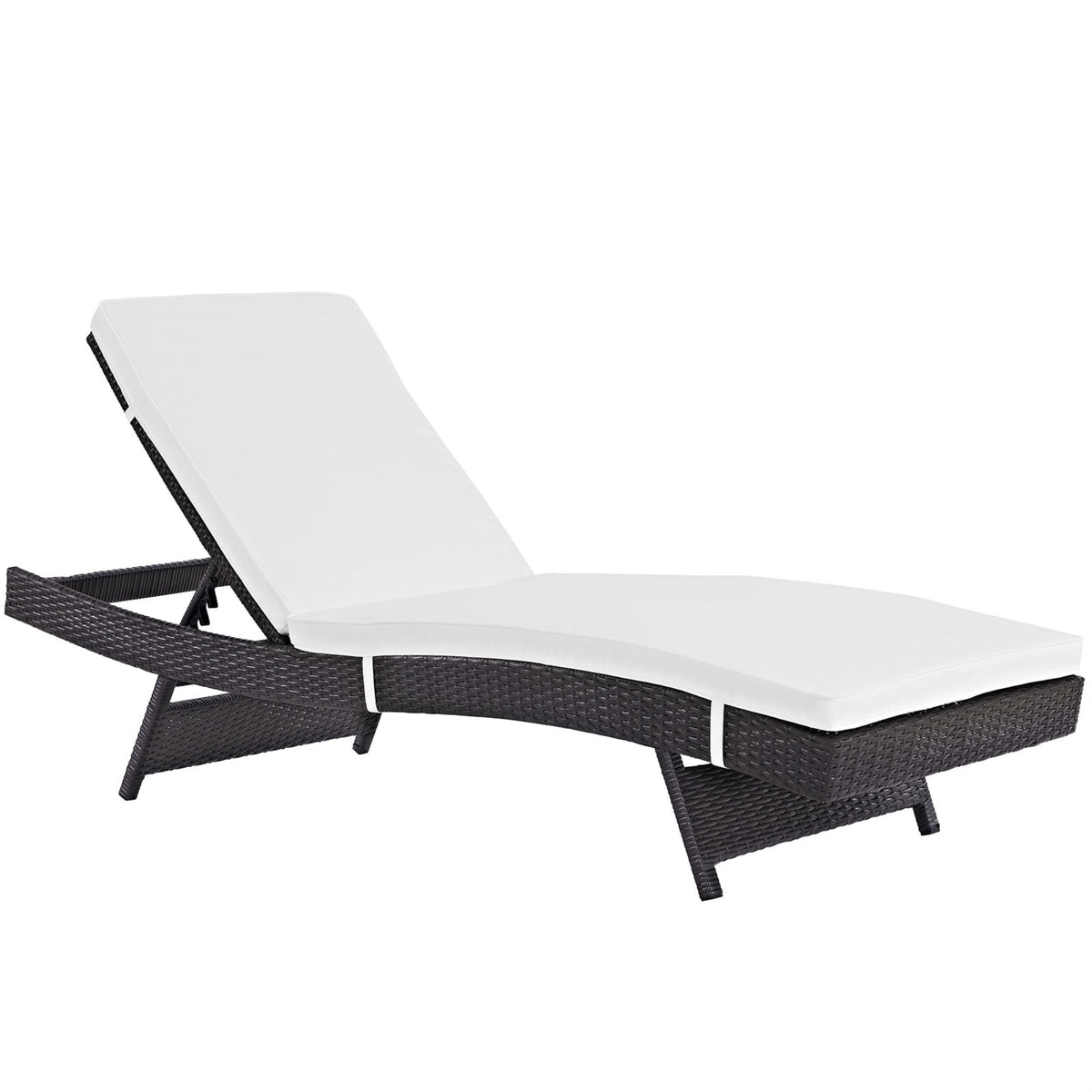 Convene Outdoor Sectional Series: Comfortable And Versatile Patio Lounge Chair With Reclining Patio Chaise - Weather-Resistant Cushions - Espresso White
