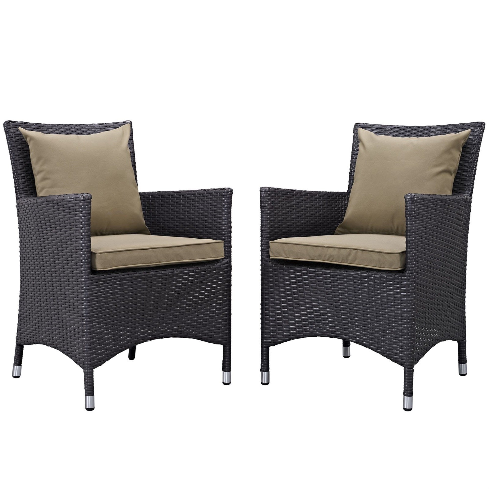 Casafoyer Eei-2188-Exp-Moc-Set 2 Piece Set Convene Wicker Rattan Outdoor Patio, Two Dining Armchairs, Mocha