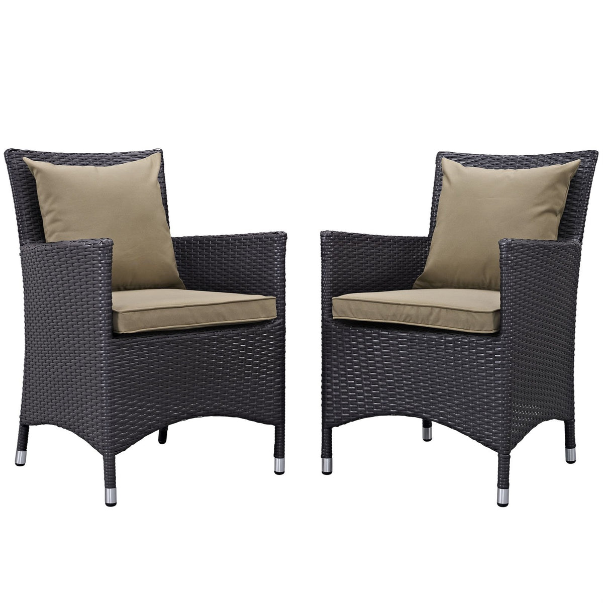 Casafoyer Eei-2188-Exp-Moc-Set 2 Piece Set Convene Wicker Rattan Outdoor Patio, Two Dining Armchairs, Mocha