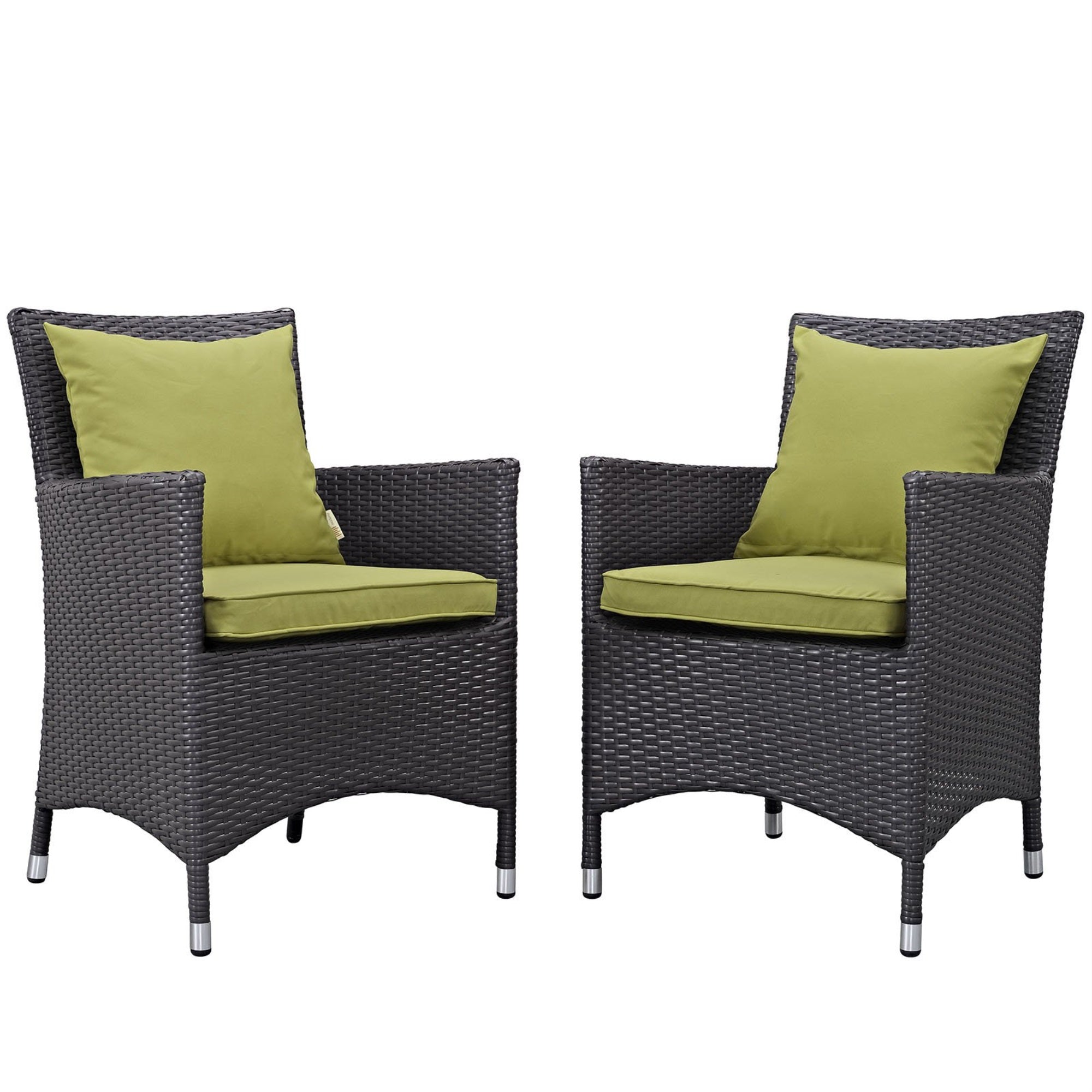 Casafoyer Eei-2188-Exp-Per-Set 2 Piece Set Convene Wicker Rattan Outdoor Patio, Two Dining Armchairs, Peridot