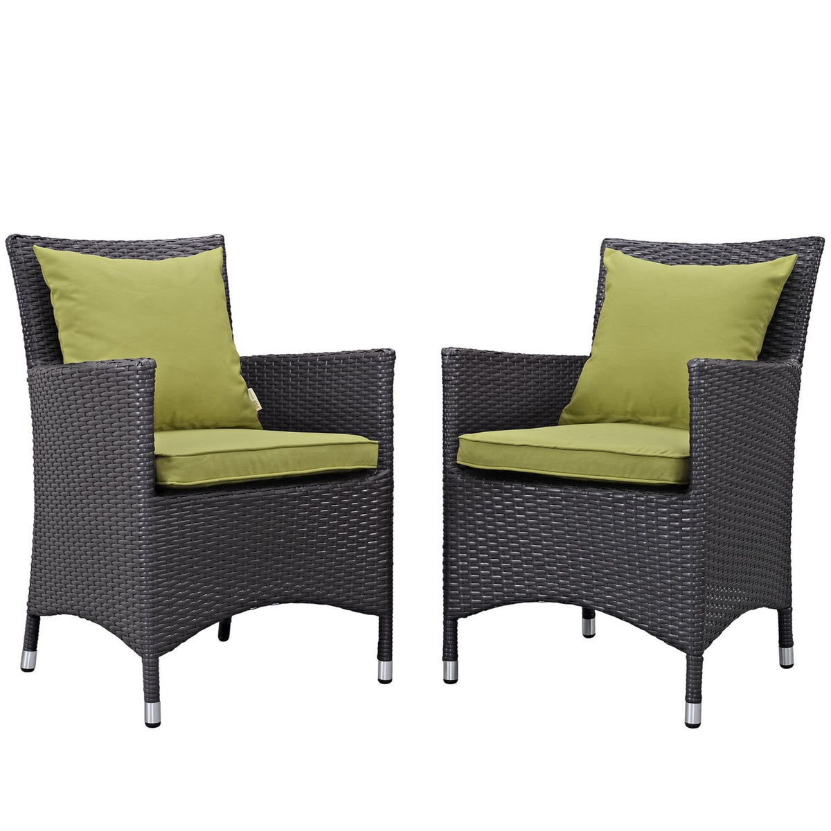 Casafoyer Eei-2188-Exp-Per-Set 2 Piece Set Convene Wicker Rattan Outdoor Patio, Two Dining Armchairs, Peridot
