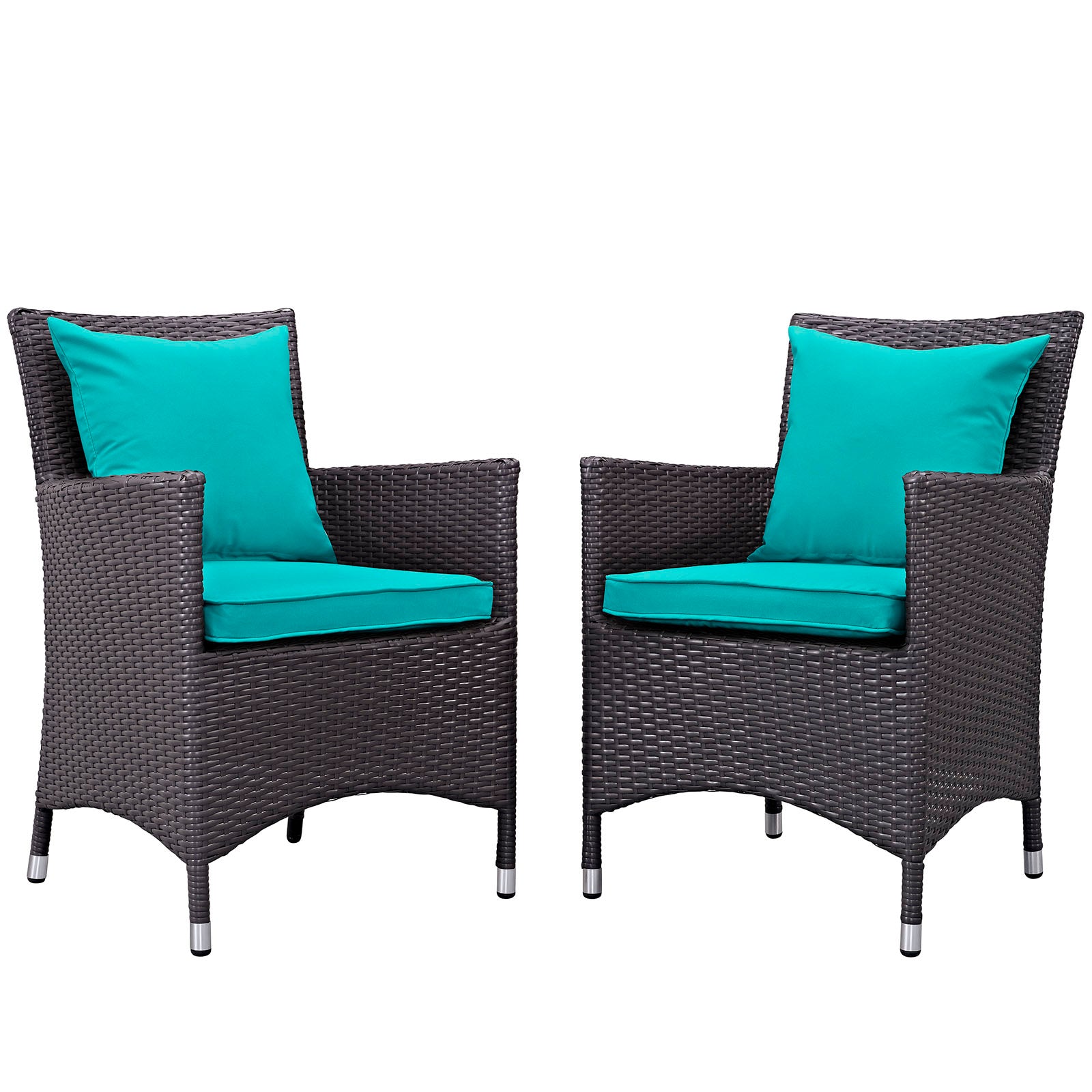 Convene 2 Piece Outdoor Patio Dining Set - Espresso Turquoise