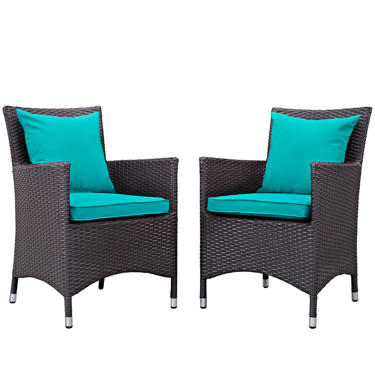 Convene 2 Piece Outdoor Patio Dining Set - Espresso Turquoise