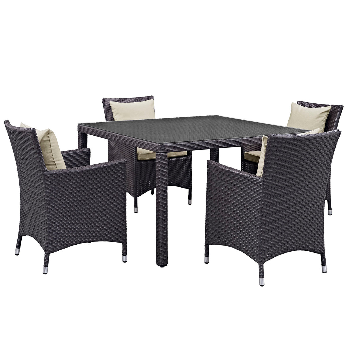Convene 5 Piece Outdoor Patio Dining Set - Espresso Biege