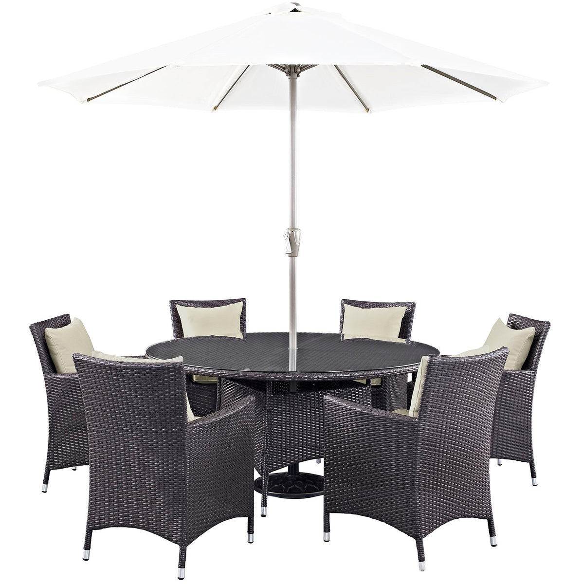 Convene 8 Piece Outdoor Patio Dining Set - Espresso Beige
