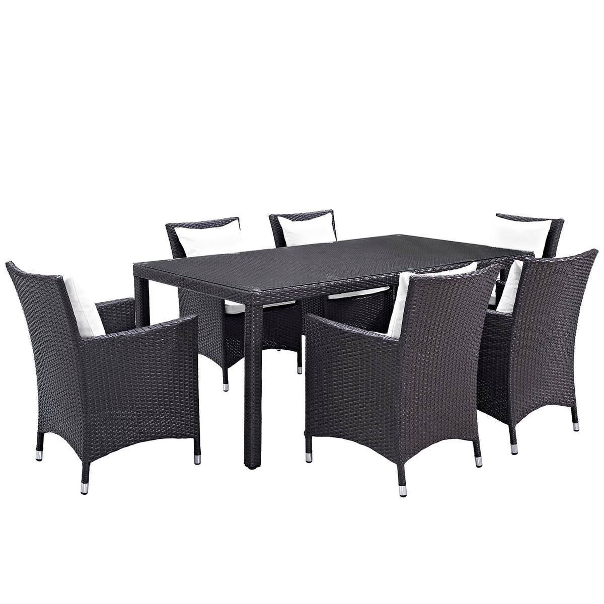 Convene 7 Piece Outdoor Patio Dining Set - Espresso White