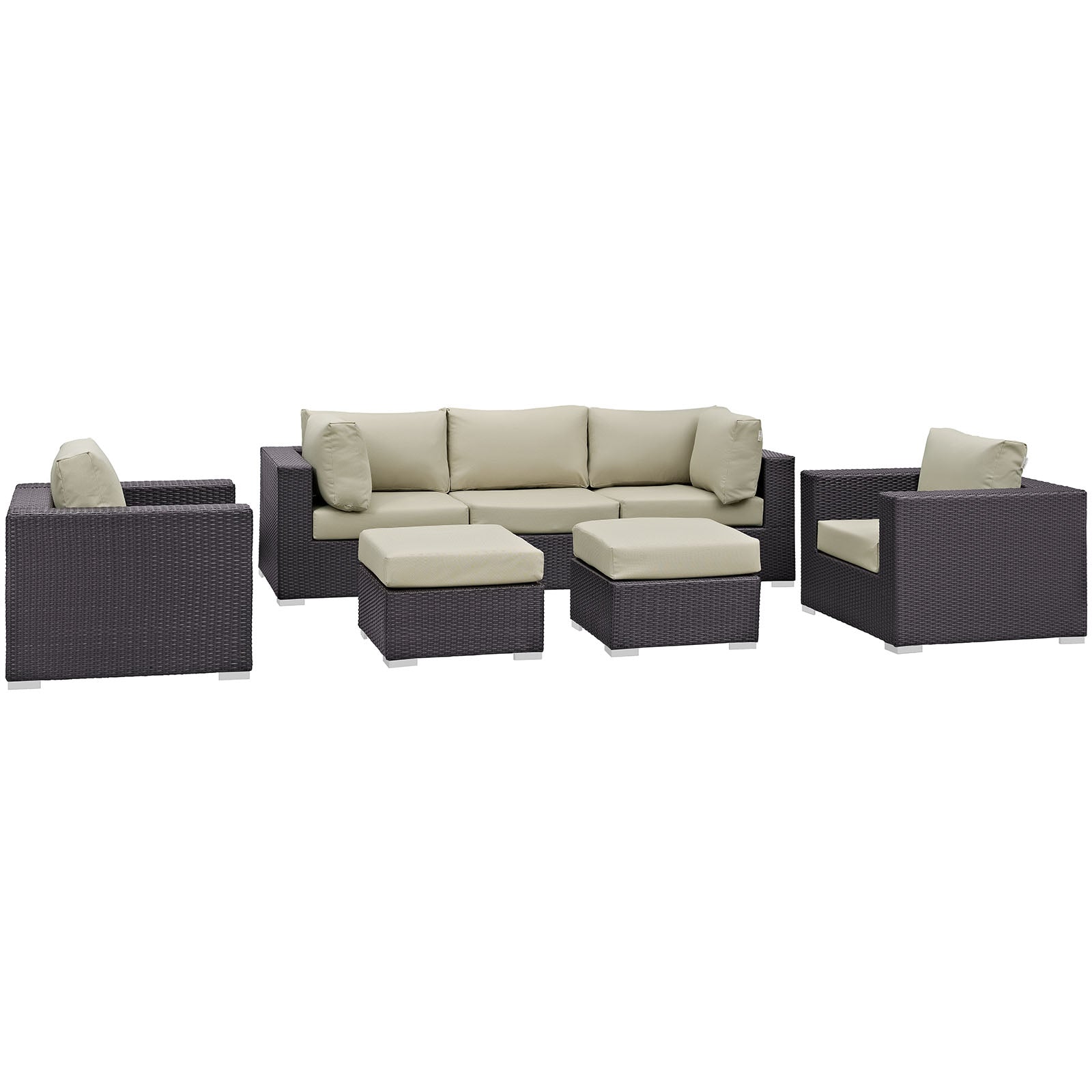 Convene 7 Piece Outdoor Patio Sectional Set - Espresso Beige