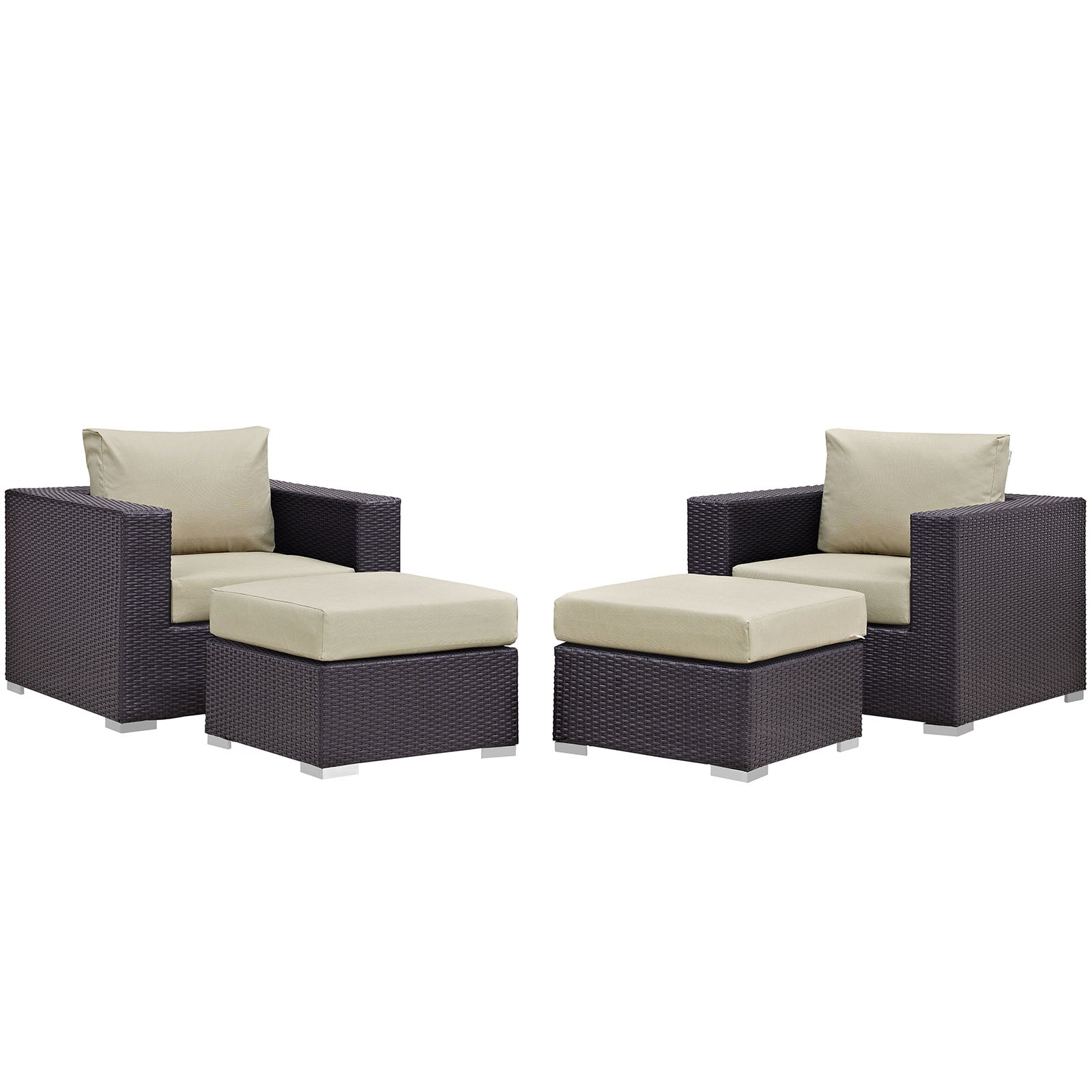 Convene 4 Piece Outdoor Patio Sectional Set - Espresso Beige