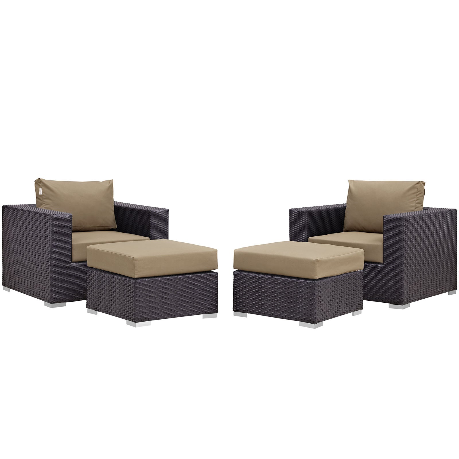 Convene 4 Piece Outdoor Patio Sectional Set - Espresso Mocha