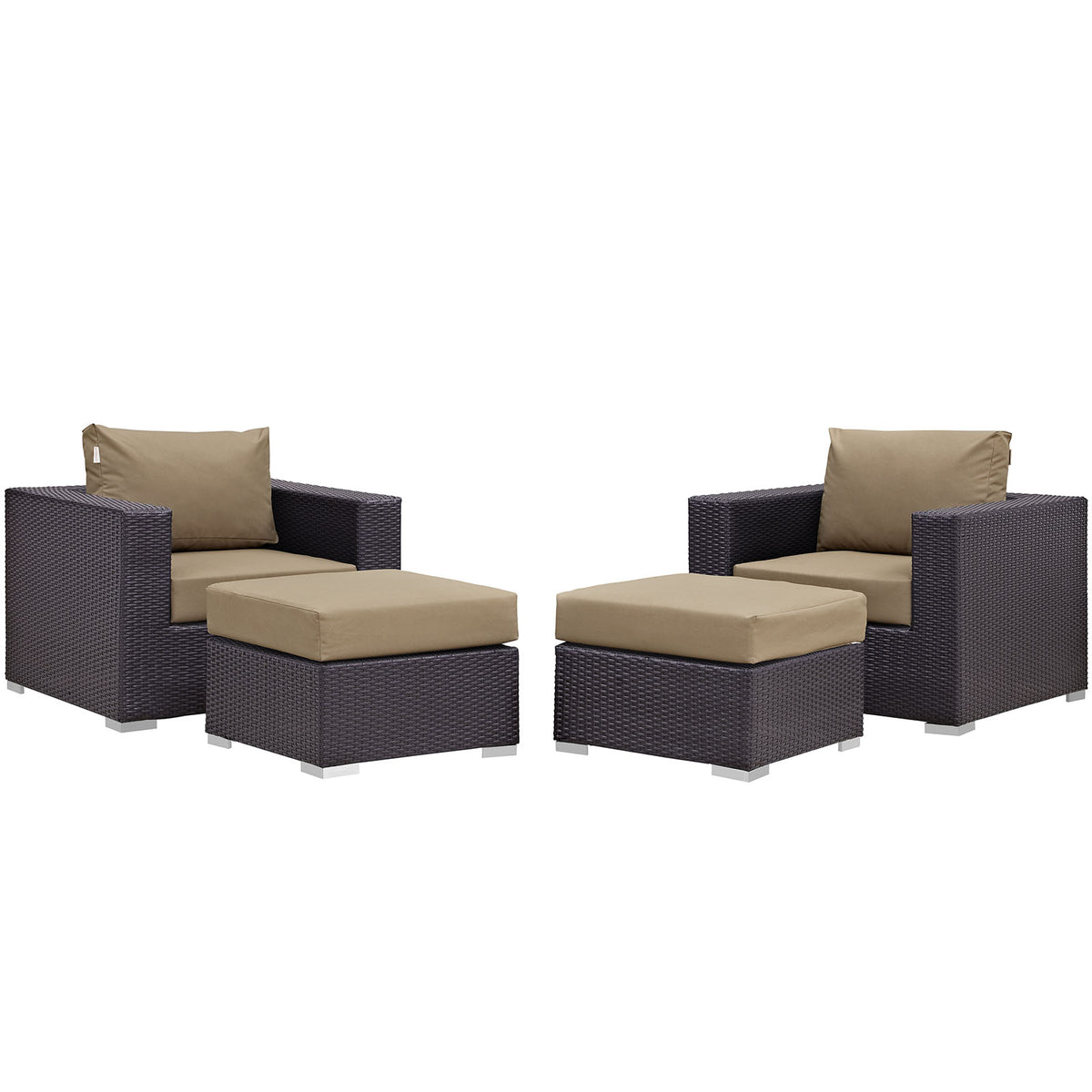 Convene 4 Piece Outdoor Patio Sectional Set - Espresso Mocha