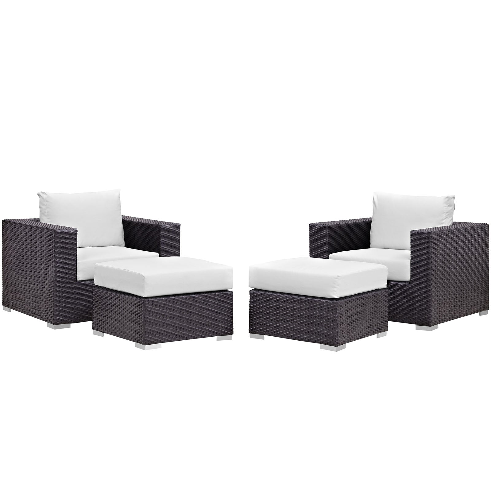Convene 4 Piece Outdoor Patio Sectional Set - Espresso White