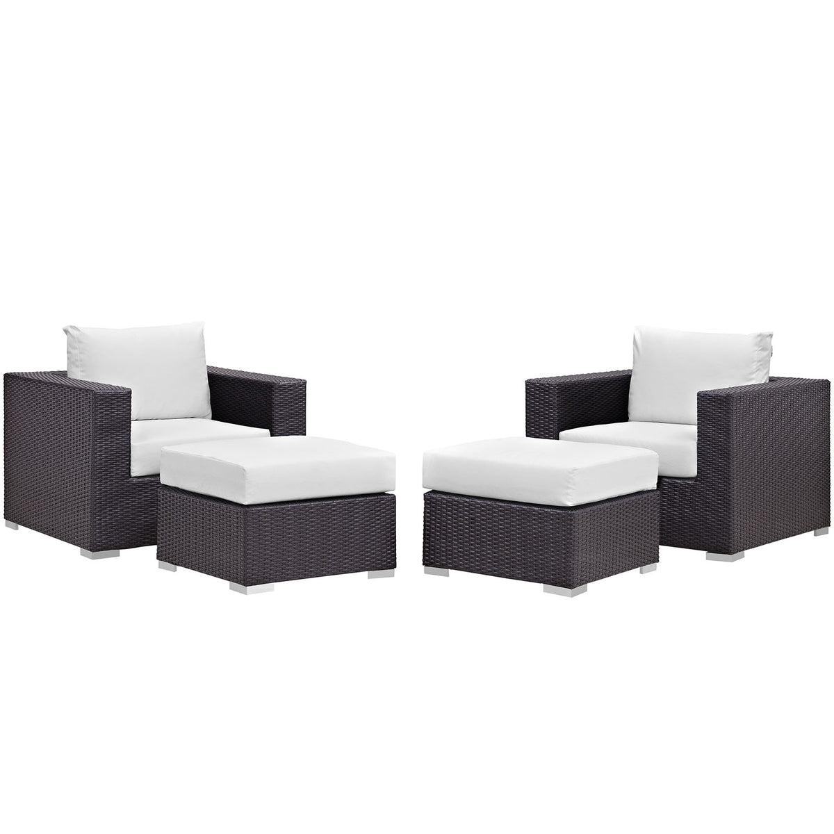 Convene 4 Piece Outdoor Patio Sectional Set - Espresso White