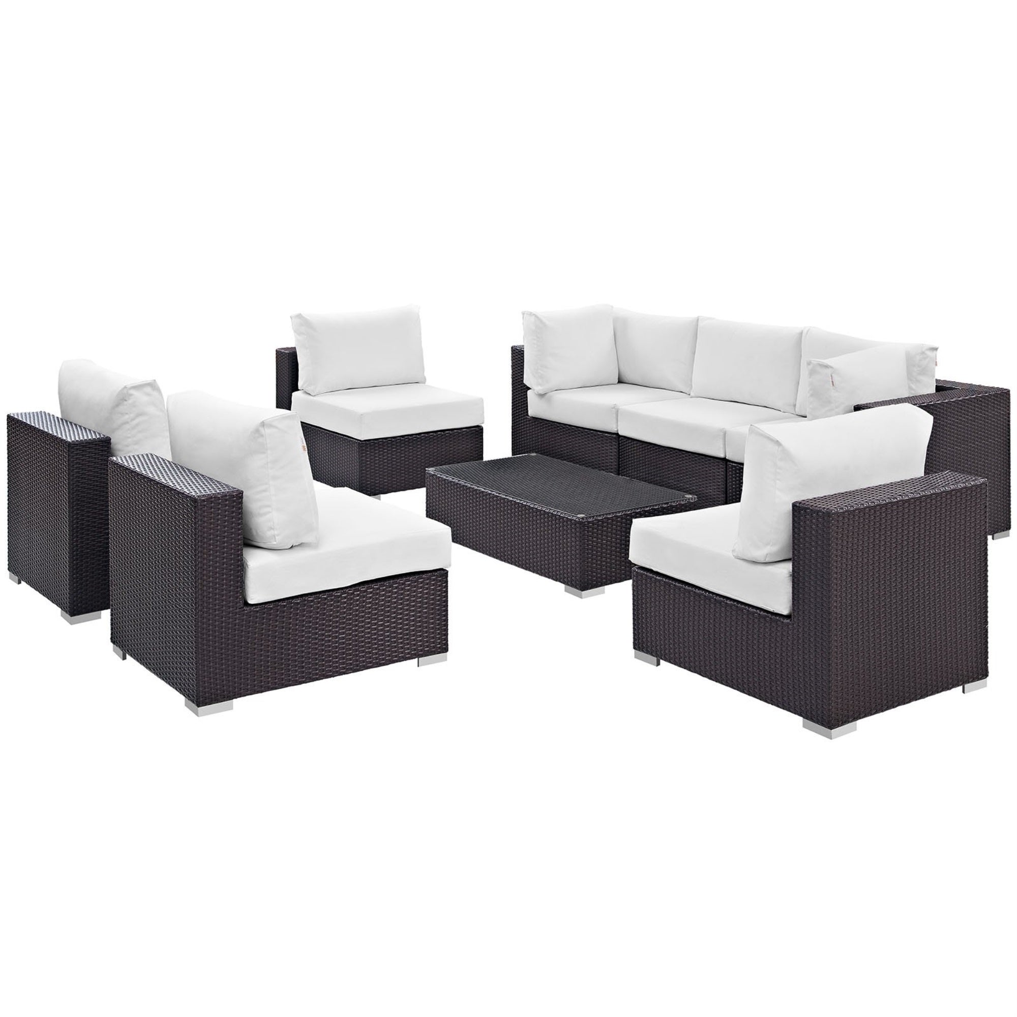 Casafoyer Convene 8-Pc Outdoor Patio Sectional Set In Espresso White