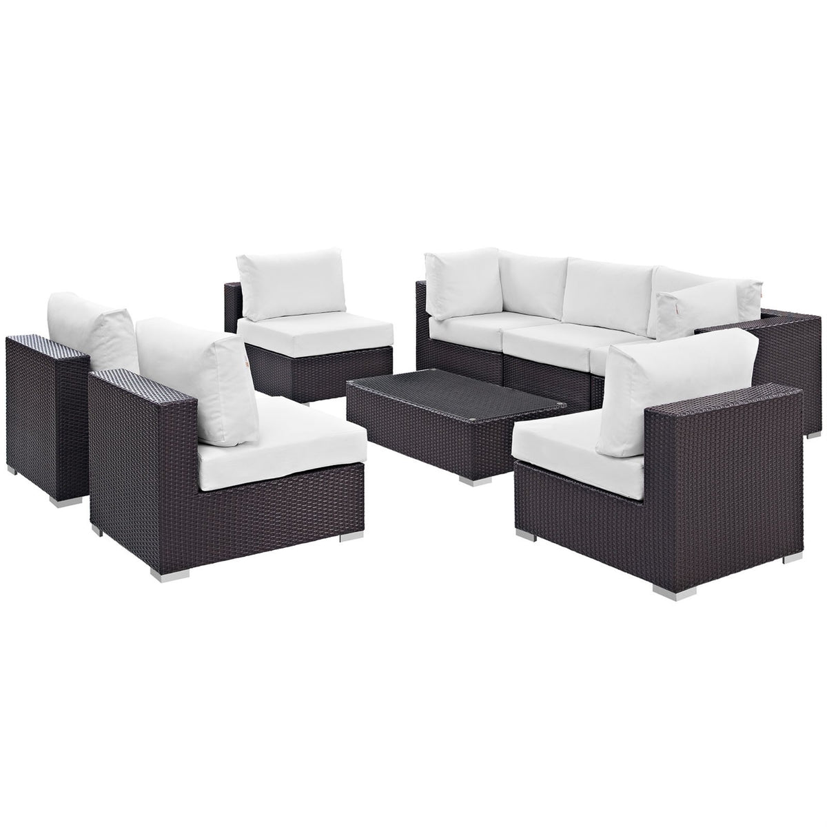 Casafoyer Convene 8-Pc Outdoor Patio Sectional Set In Espresso White