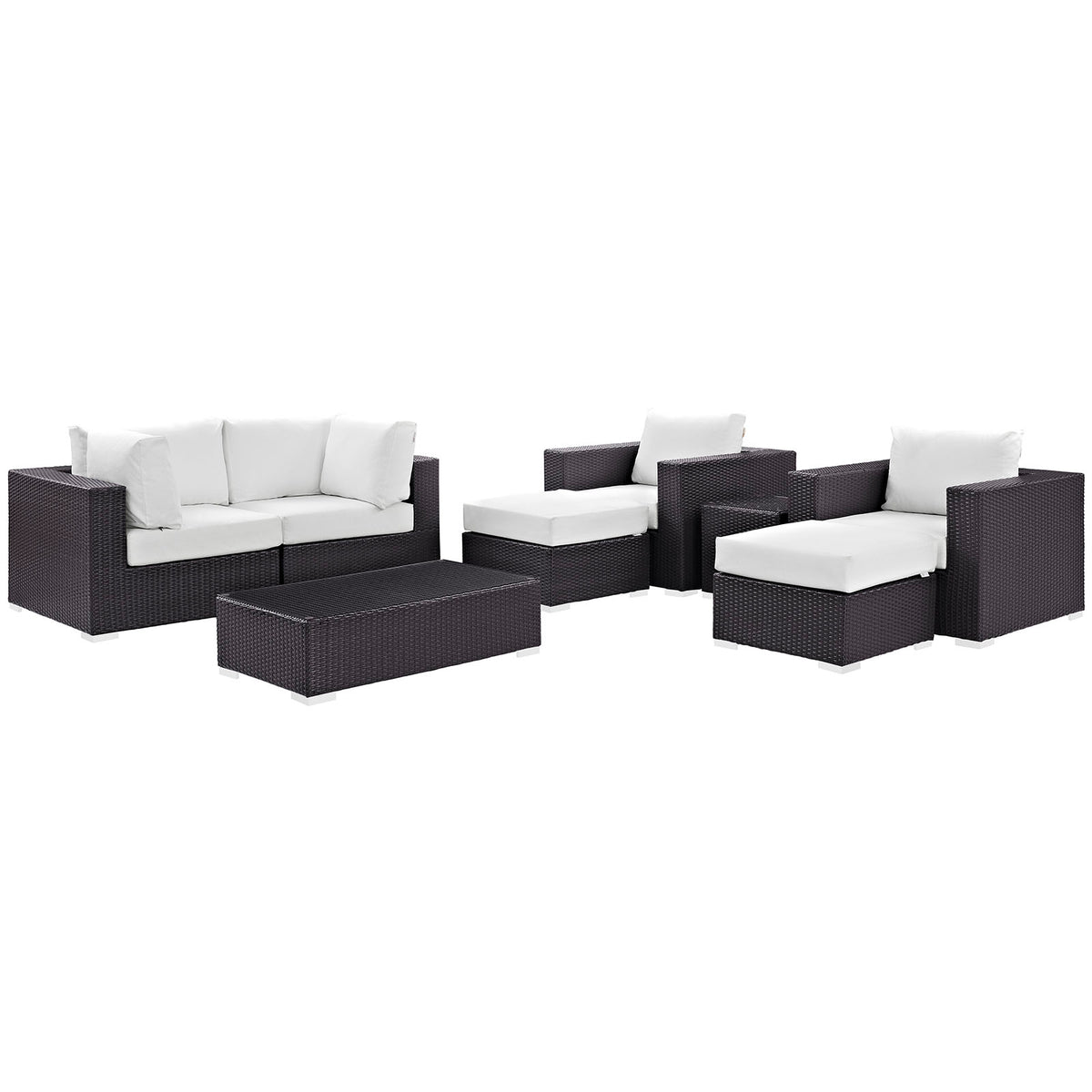 Convene 8 Piece Outdoor Patio Sectional Set - Espresso White