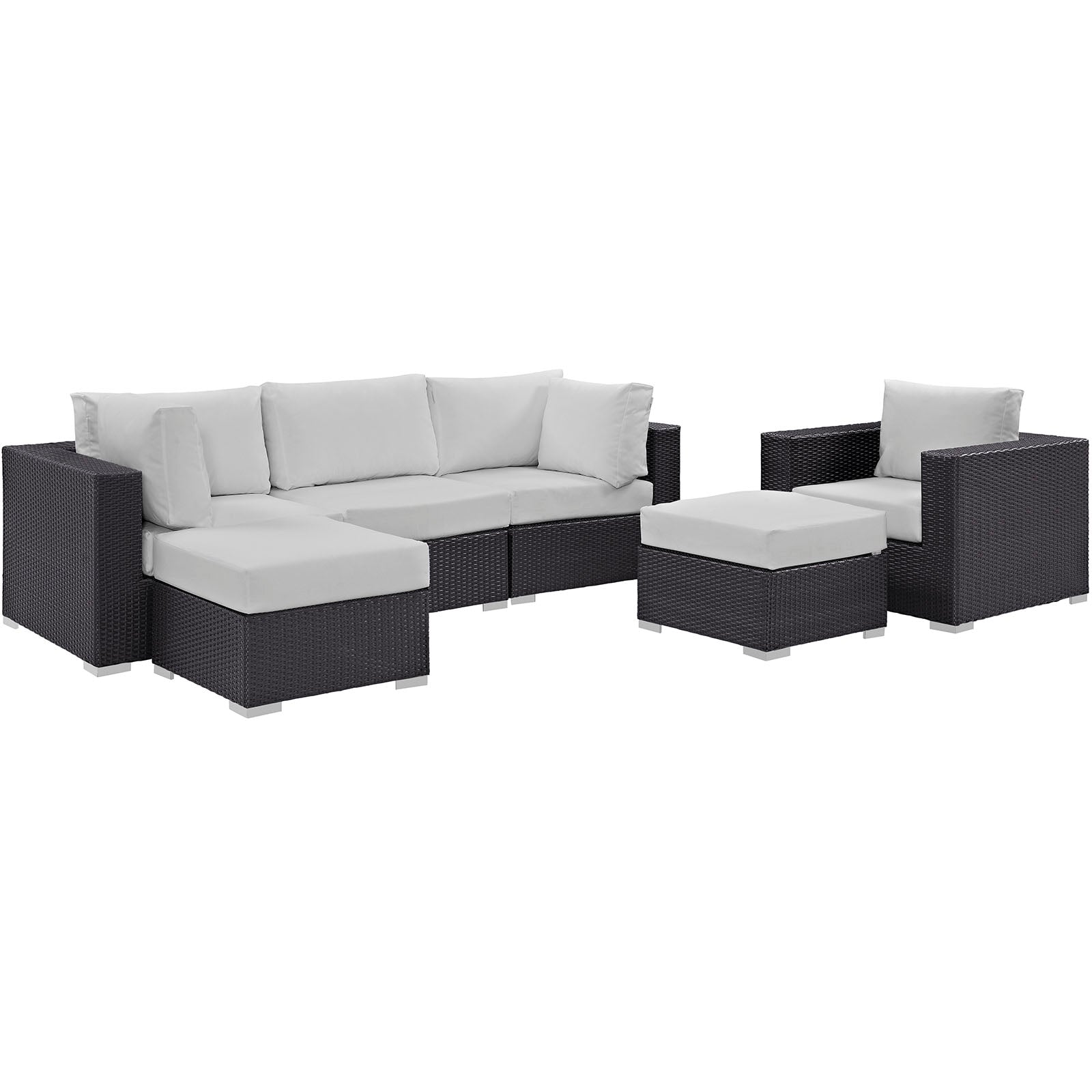 Convene 6 Piece Outdoor Patio Sectional Set - Espresso White