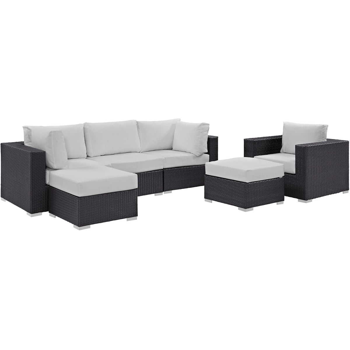 Convene 6 Piece Outdoor Patio Sectional Set - Espresso White