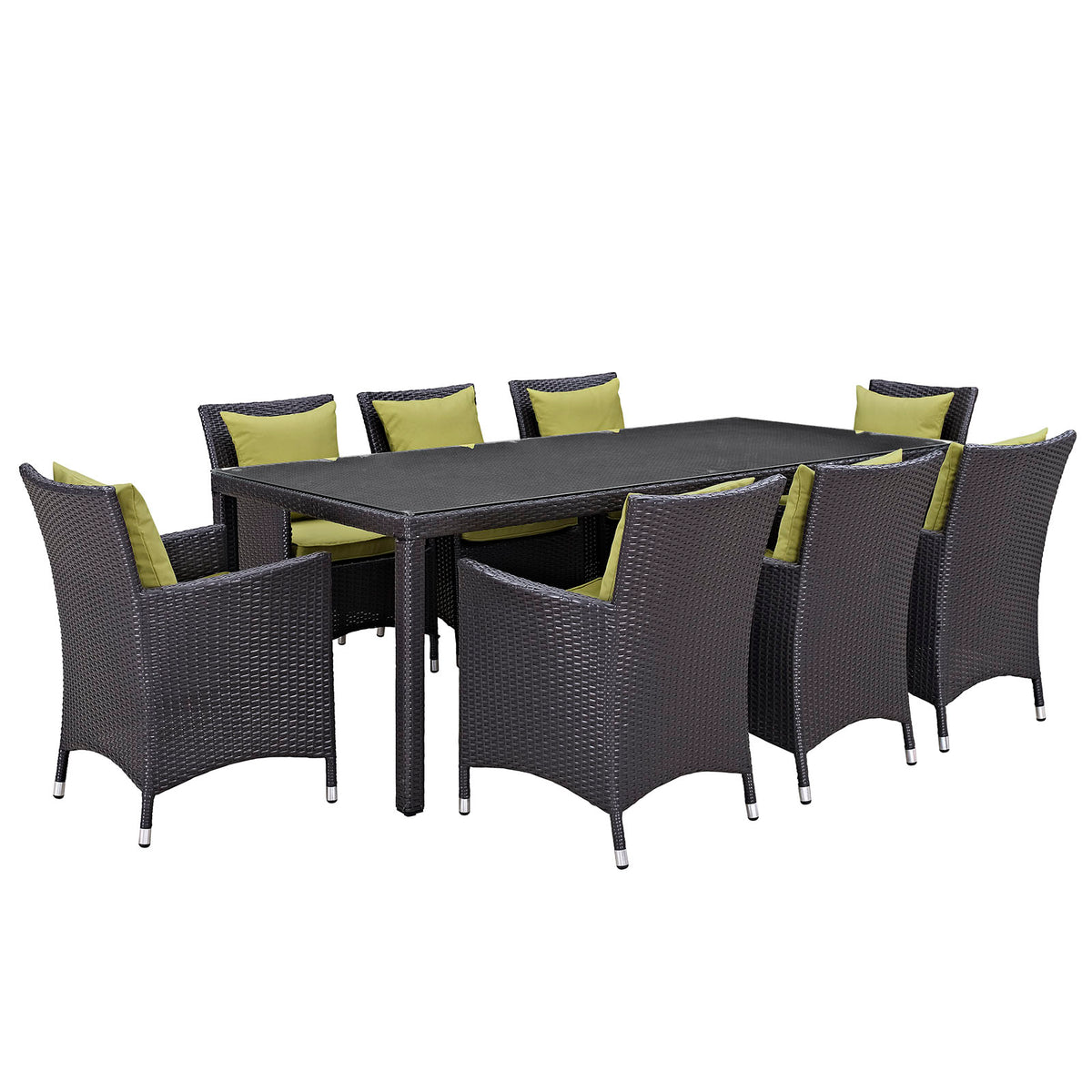 Convene 9 Piece Outdoor Patio Dining Set - Espresso Peridot