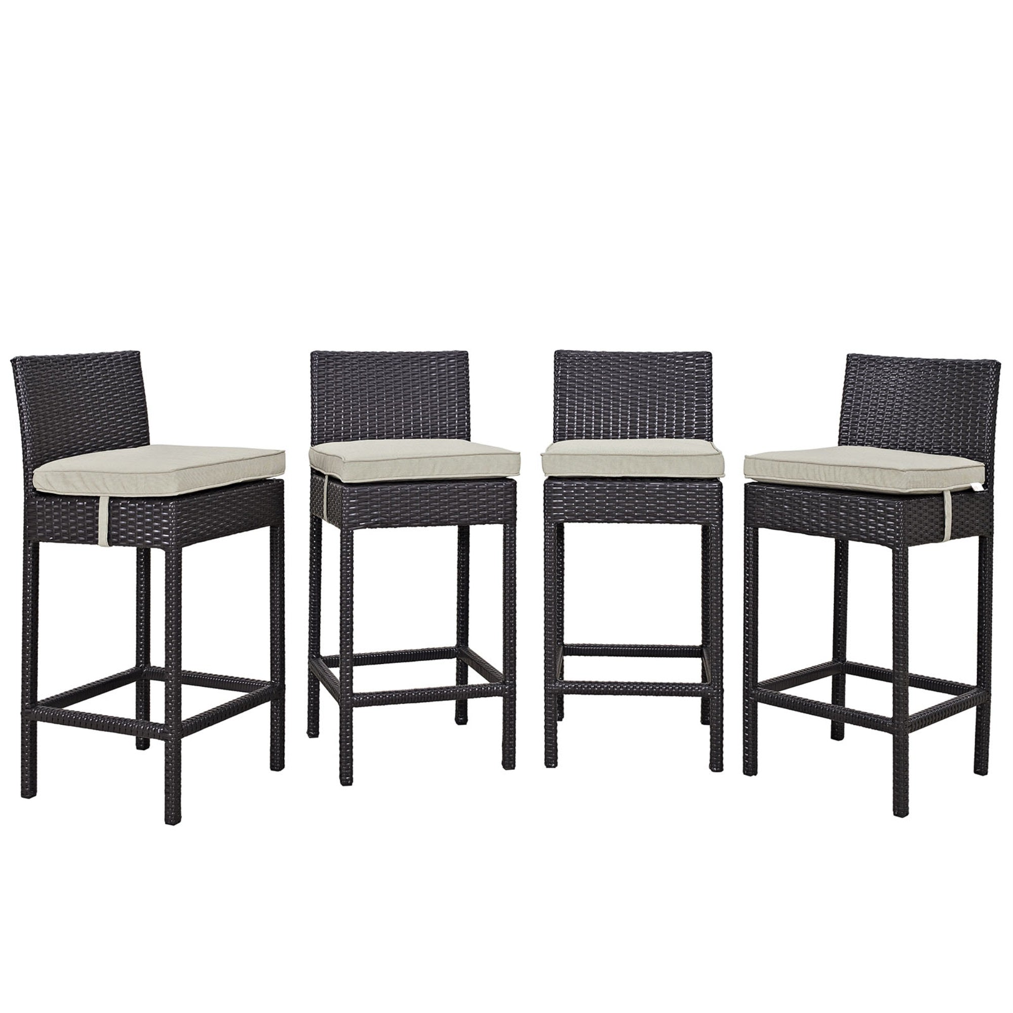 Convene Outdoor Sectional Series - Durable Rattan & Aluminum Frame - Weather-Resistant Cushions - Outdoor Patio Pub Set With 4 Bar Stools