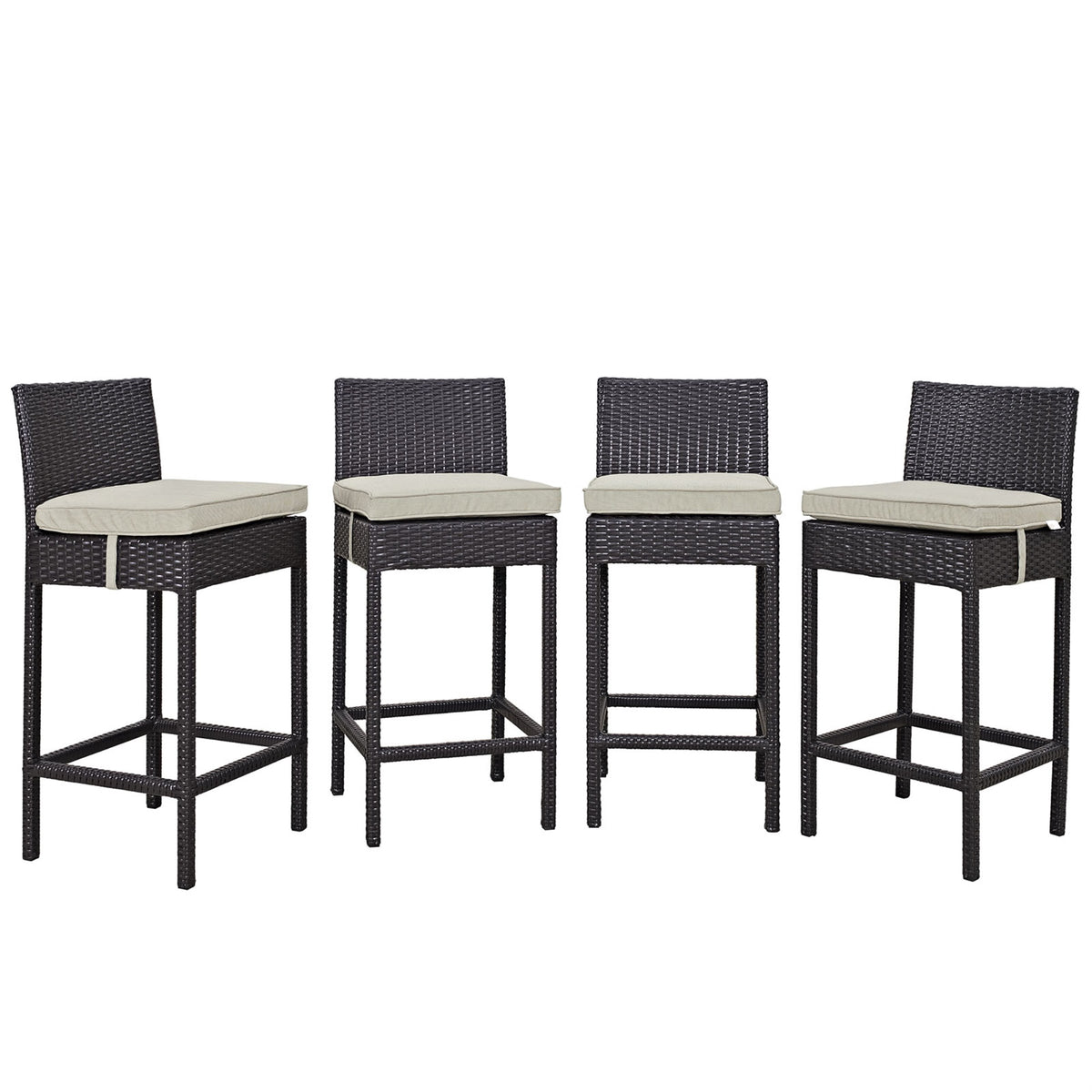 Convene Outdoor Sectional Series - Durable Rattan & Aluminum Frame - Weather-Resistant Cushions - Outdoor Patio Pub Set With 4 Bar Stools