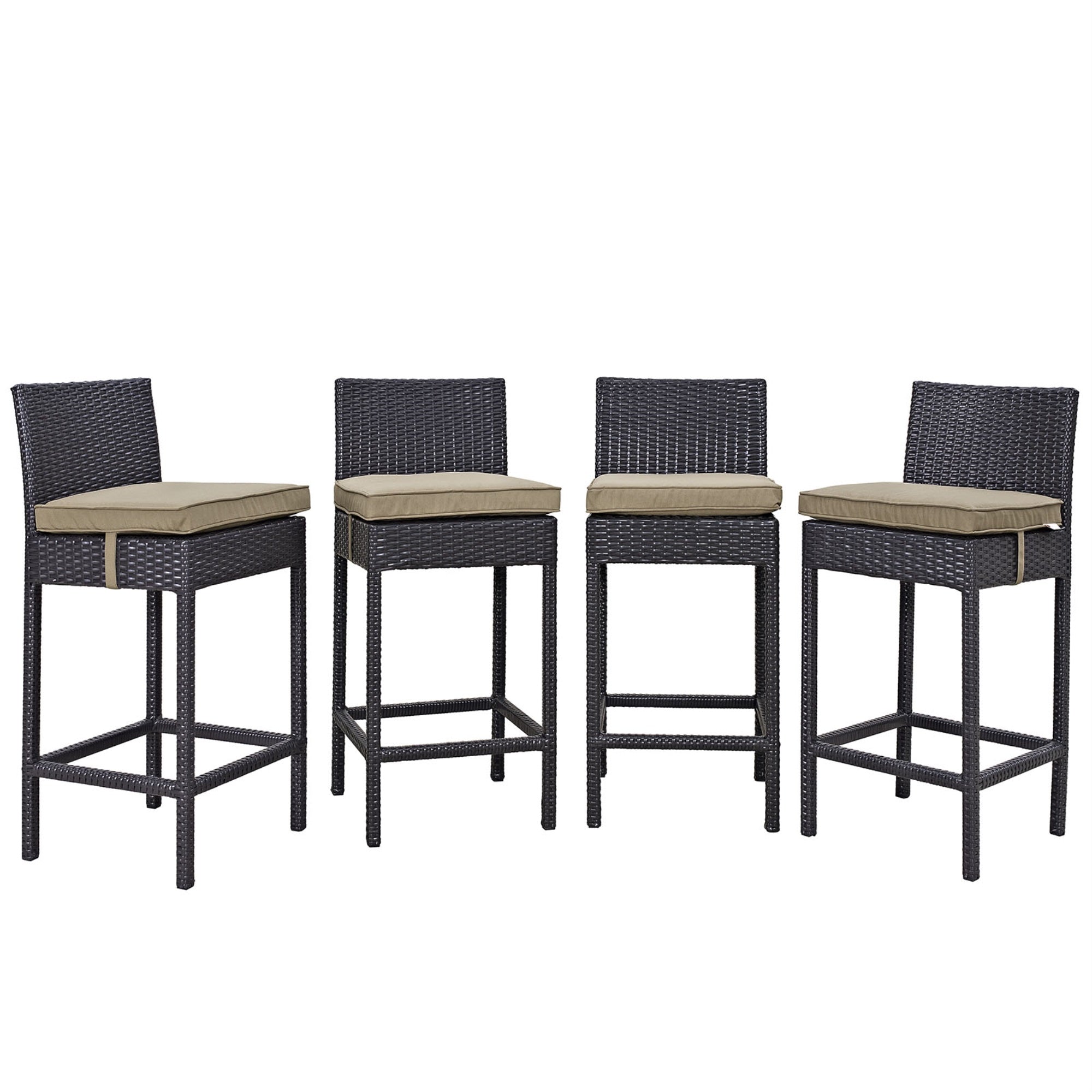 Convene Outdoor Sectional Series - Weather-Resistant Patio Pub Set With 4 Bar Stools