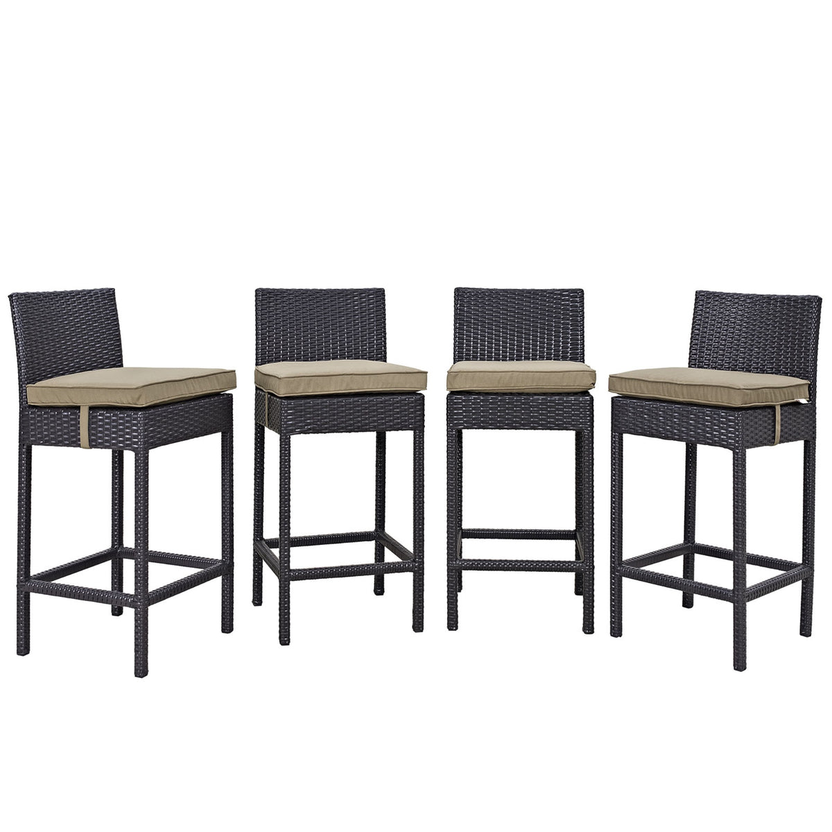 Convene Outdoor Sectional Series - Weather-Resistant Patio Pub Set With 4 Bar Stools
