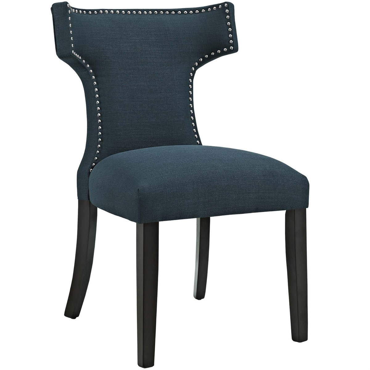 Casafoyer Curve Mid-Century Modern Upholstered Fabric With Nailhead Trim In Azure, One Chair