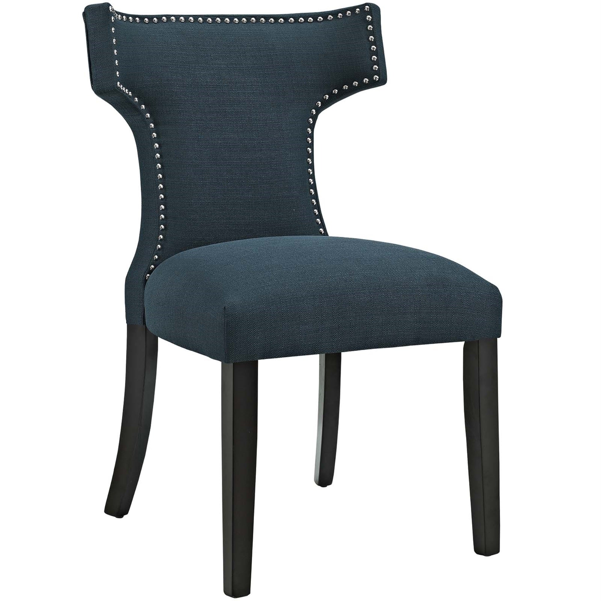 Curve Dining Side Chair - Chic And Sophisticated Design With Nailhead Trim, Generous Padding, Non-Marking Foot Caps, Tapered Wood Legs - Set Of 1