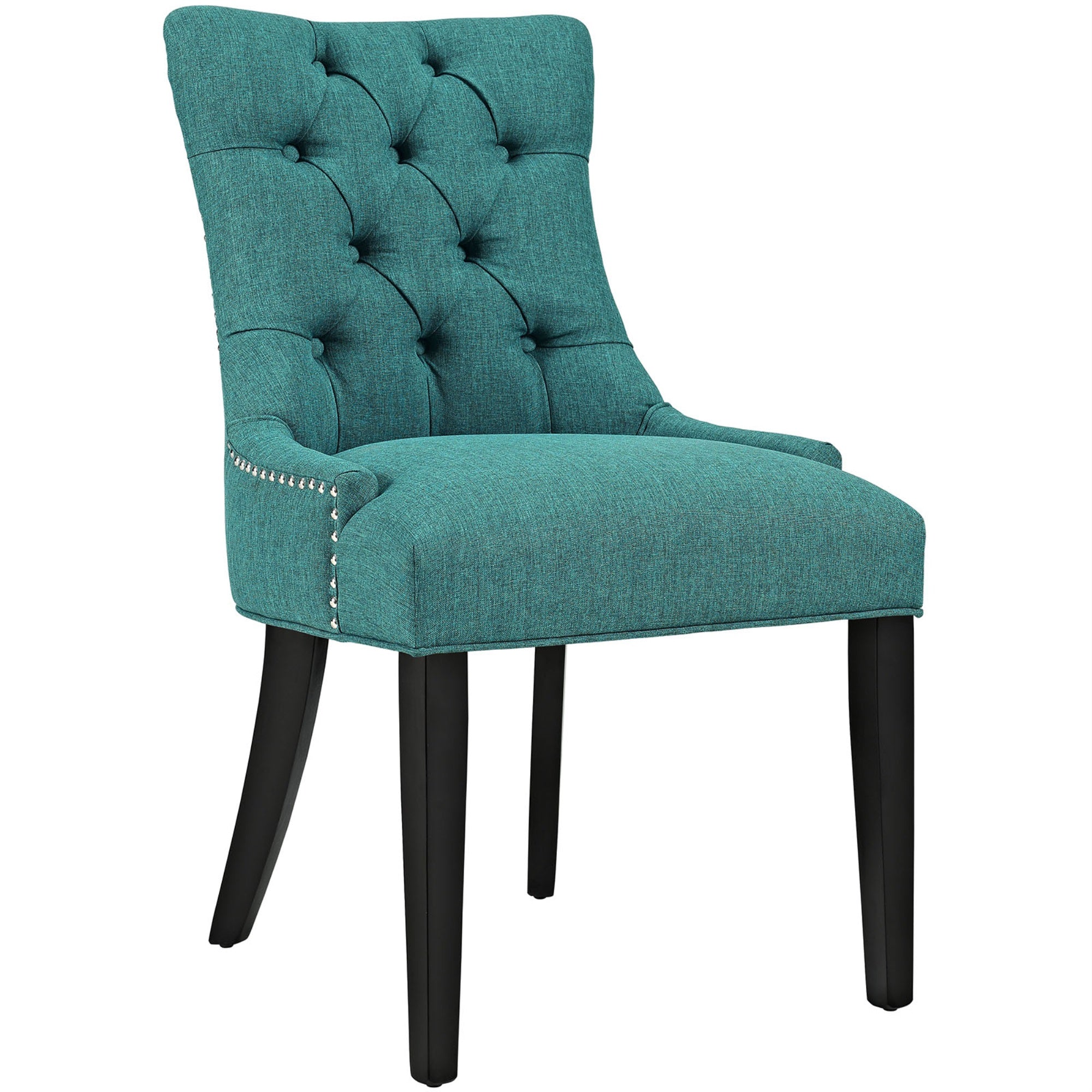 Regent Tufted Button Upholstered Fabric Parsons Dining Chair - Elegant And Comfortable With Nailhead Trim And Spring Coil System - Teal