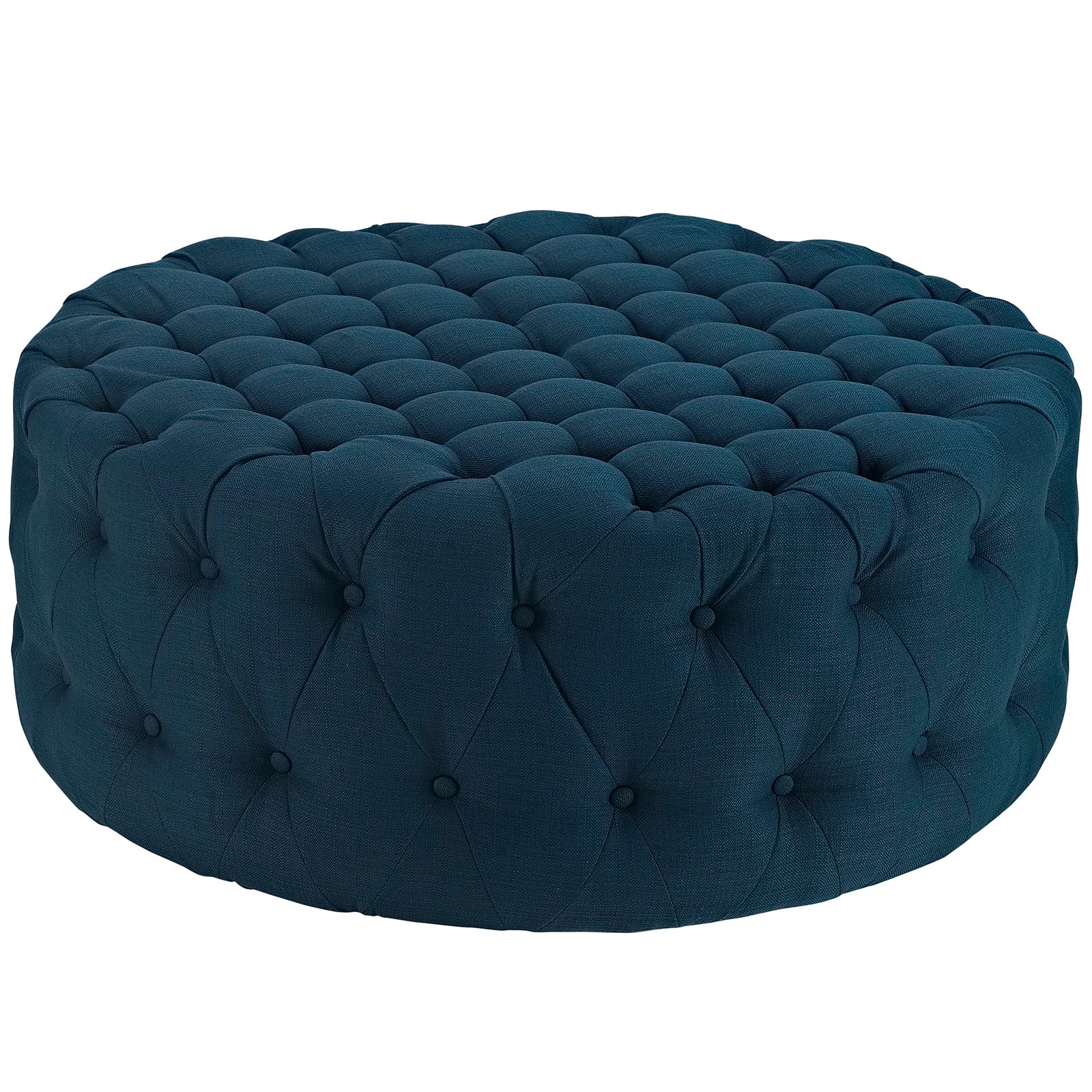 Amour Upholstered Fabric Ottoman - Azure