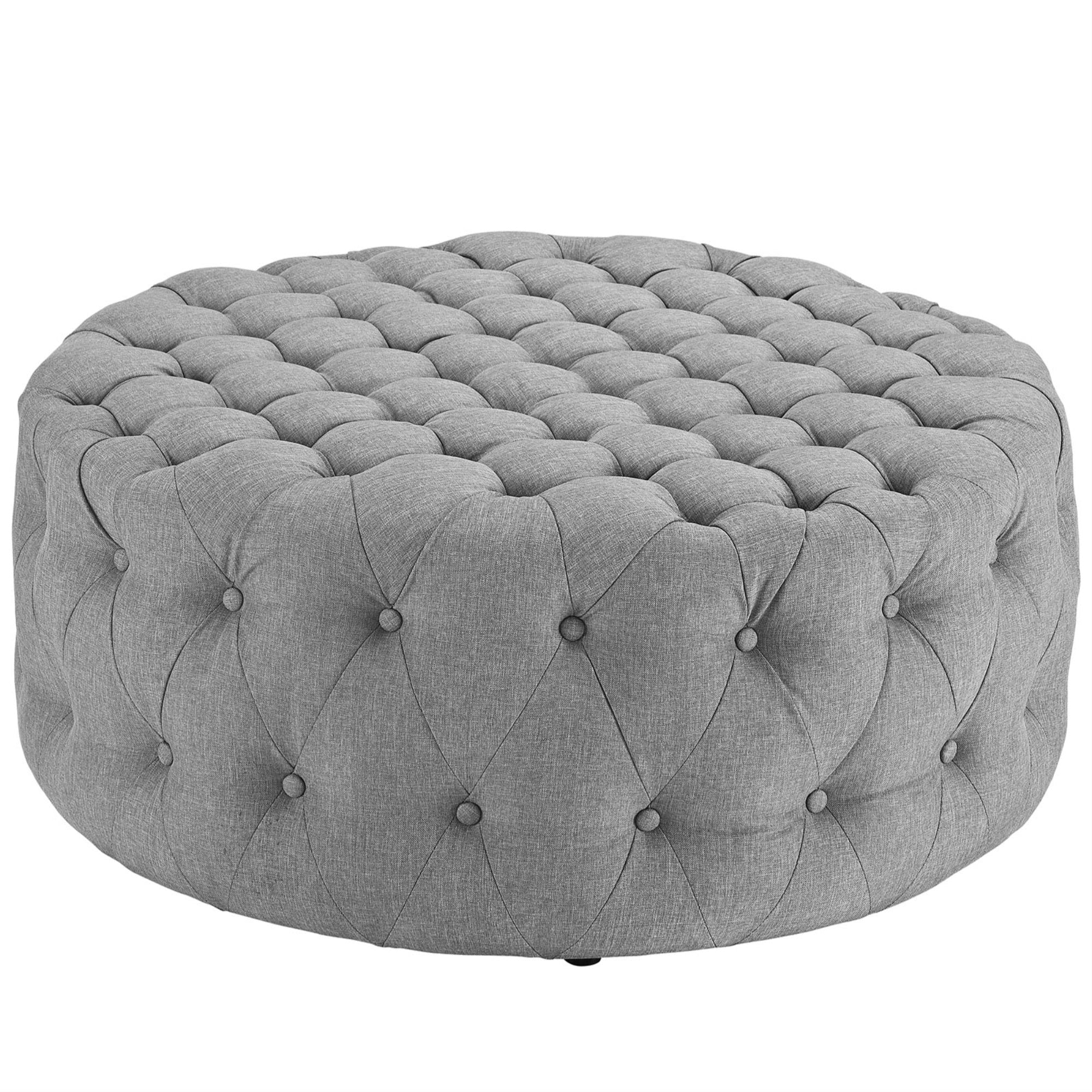 Amour Round Ottoman - Elegant Tufted Design, Plush Foam Padding, High-Quality Fabric Upholstery - Stylish And Functional Addition To Any Space - Set Of 1