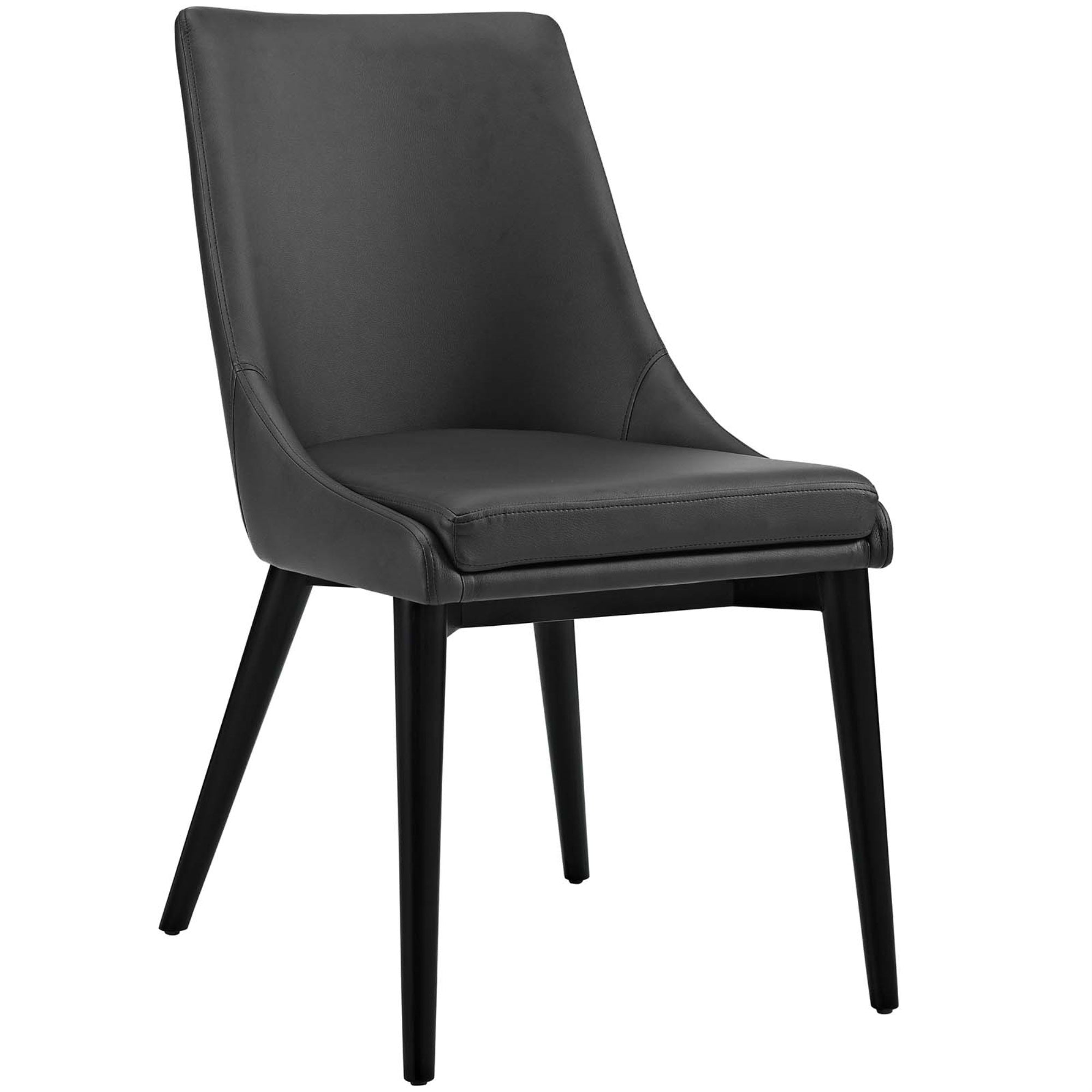 Viscount Side Chair - Modern Minimalist Design, Dense Foam Padding, Luxurious Vinyl Upholstery, Black Wood Legs. Perfect For Contemporary Decor.