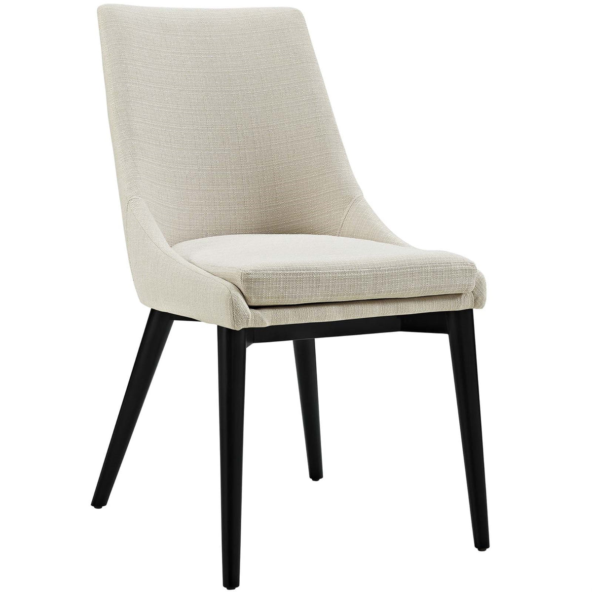 Viscount Side Chair - Elegant, Stylish Design, Luxuriously Padded, High-Quality Fabric, Tapered Wood Legs, Black Finish. Perfect For Contemporary Decors.