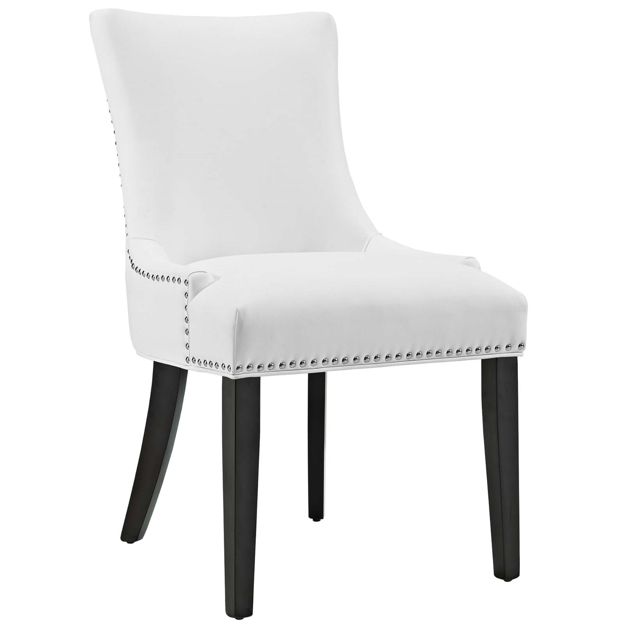 Marquis Dining Chair - Exquisite Button Tufted Design, Sleek Curves, Silver Nailhead Trim, Foam Padding, Vinyl Upholstery, Solid Wood Frame.