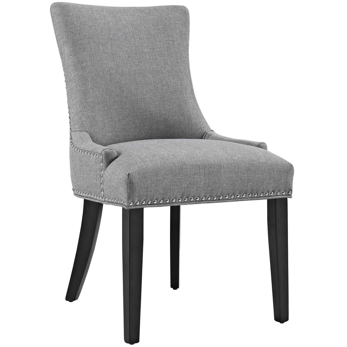 Casafoyer Marquis Modern Upholstered Fabric Dining Chair With Nailhead Trim In Light Gray