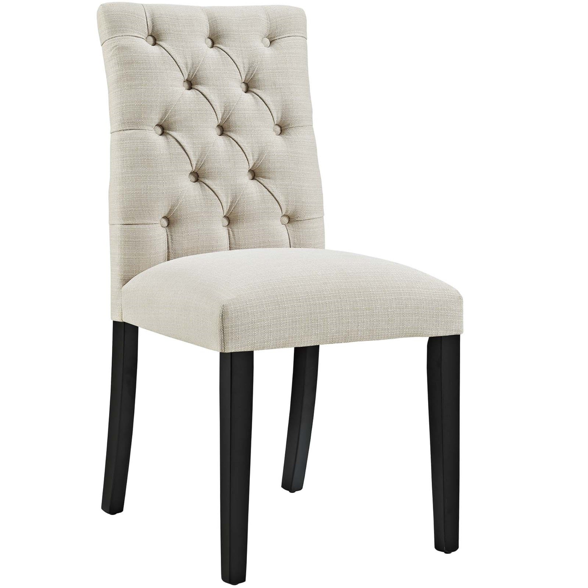 Duchess Dining Chair - Elegant, Luxurious Design With Tufted Button Back & Foam Padding. Sophisticated Fabric Upholstery & Non-Marking Wood Legs.