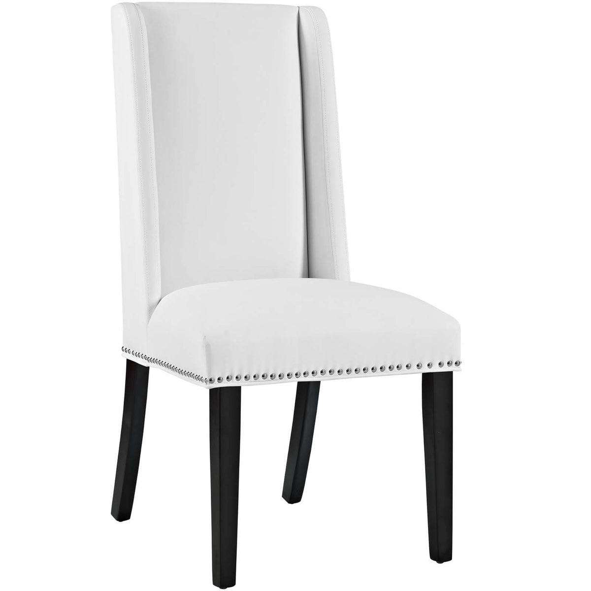 Casafoyer Mo- Baron Modern Tall Back Wood Faux Leather Upholstered, Dining Chair, White