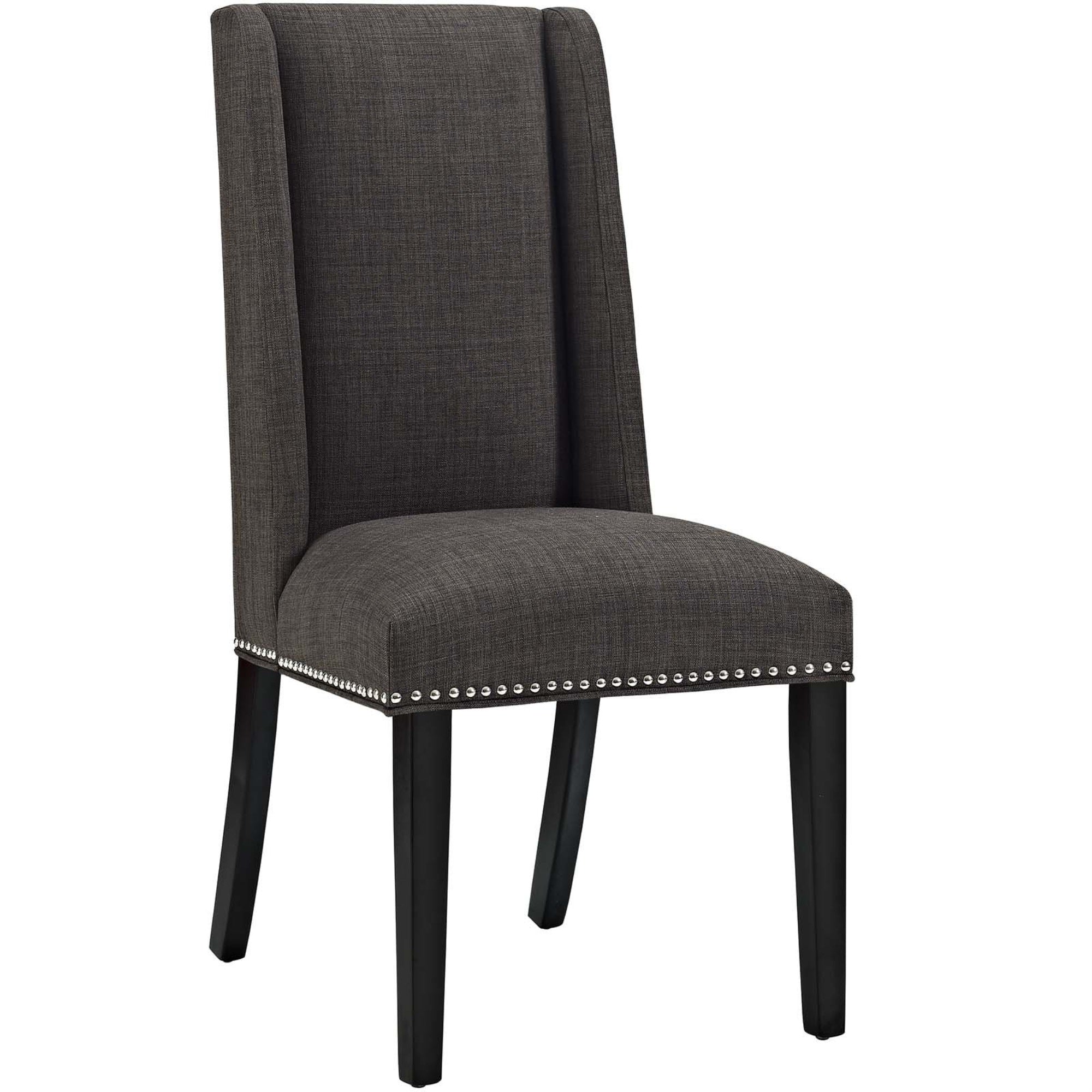 Casafoyer Mo- Baron Modern Tall Back Wood Upholstered Fabric, Dining Chair, Brown
