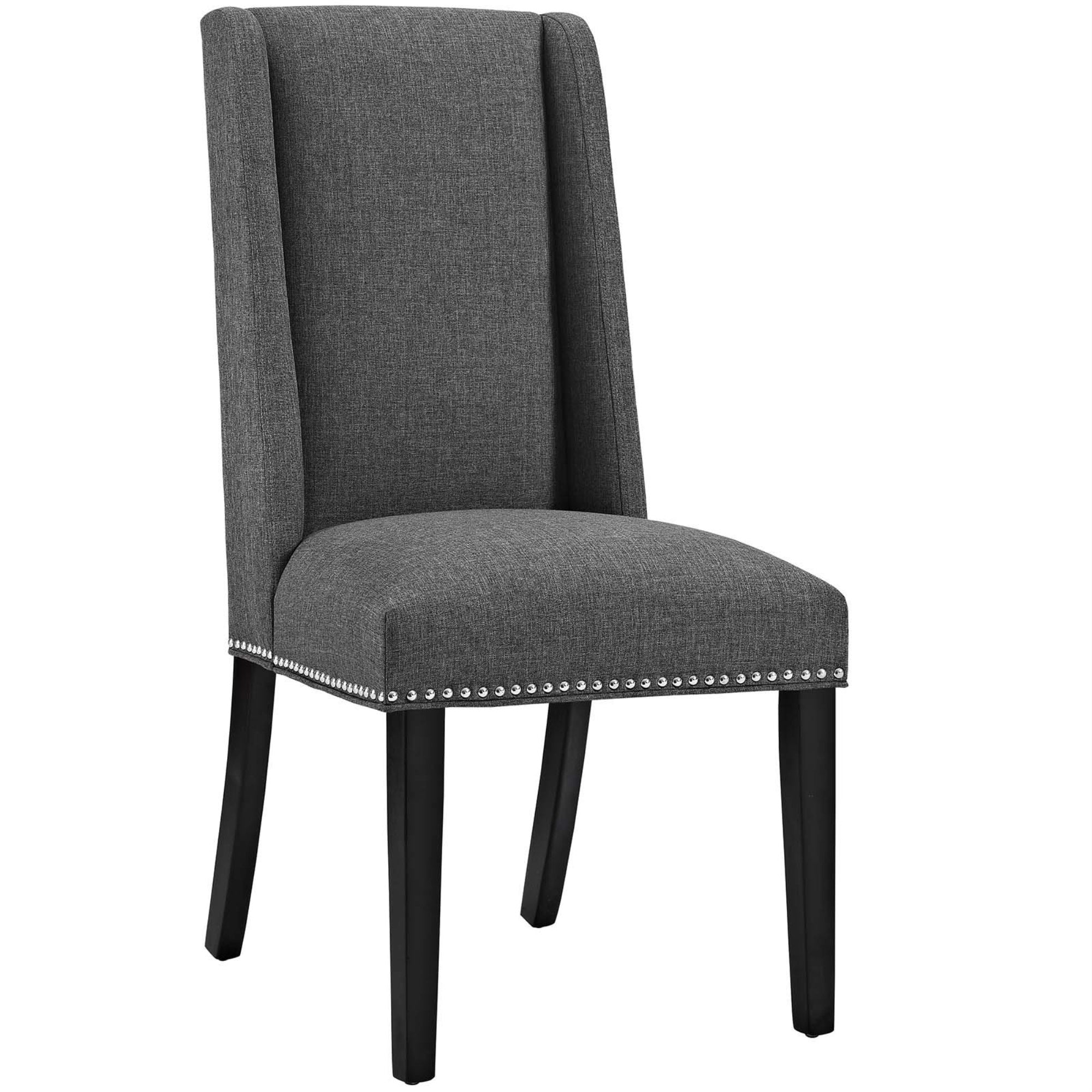 Casafoyer Mo- Baron Modern Tall Back Wood Upholstered Fabric, Dining Chair, Gray