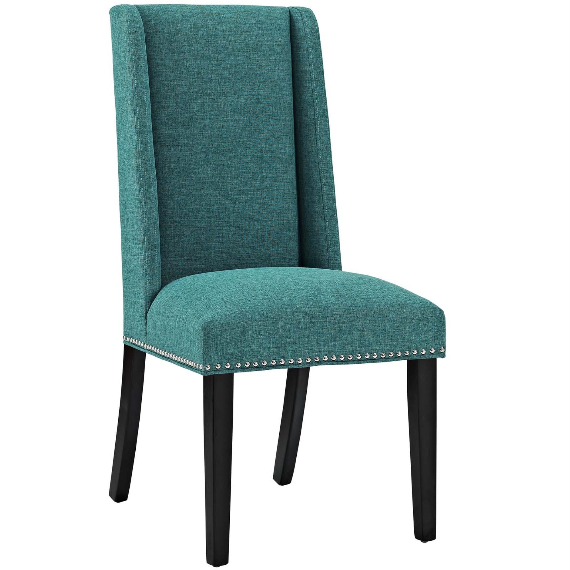Casafoyer Mo- Baron Modern Tall Back Wood Upholstered Fabric, Dining Chair, Teal