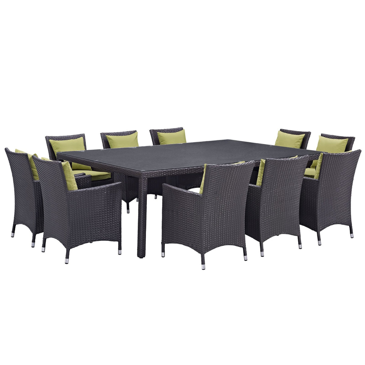 Casafoyer Convene Collection 11-Piece Outdoor Patio Dining Set In Espresso Peridot