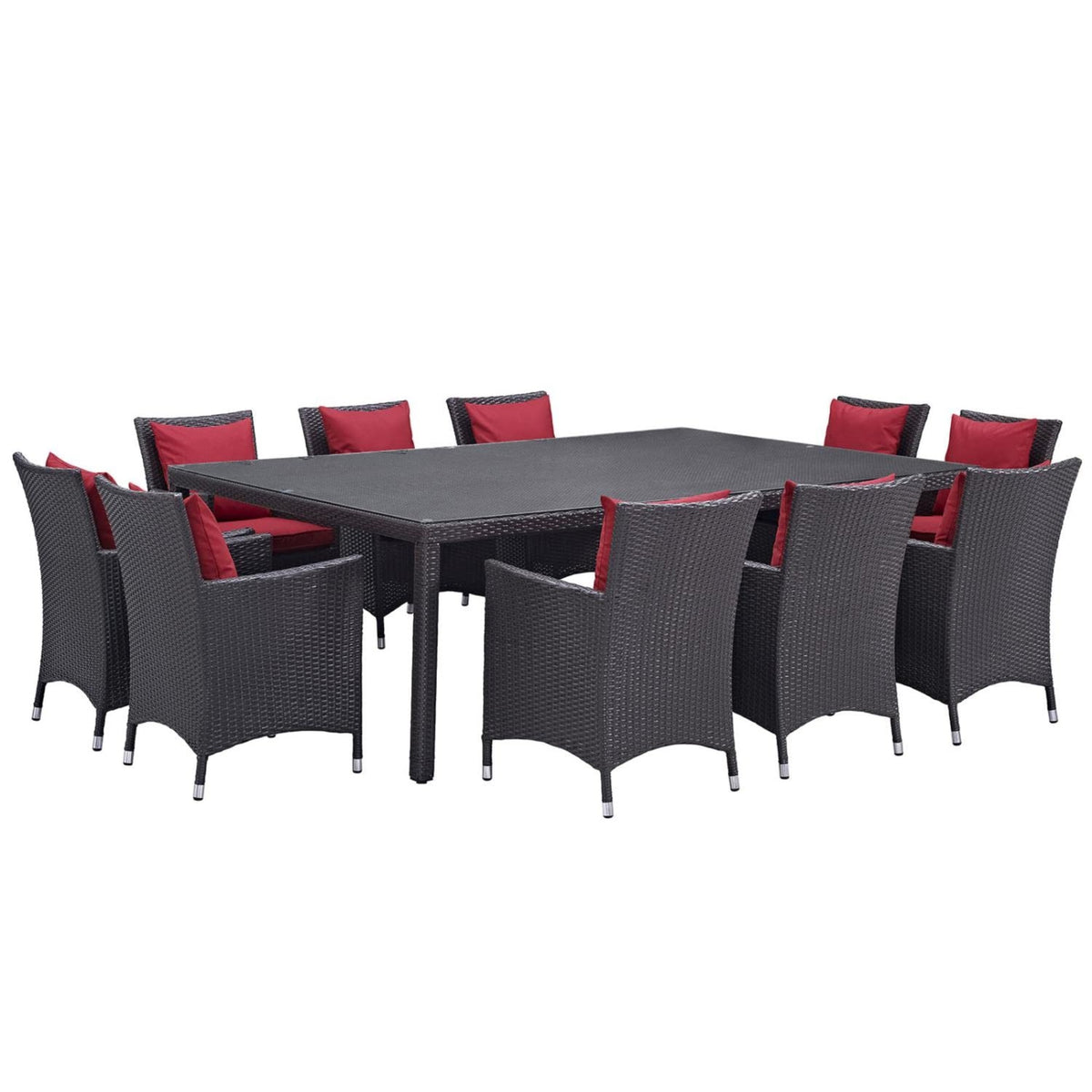 Casafoyer Convene Collection 11-Piece Outdoor Patio Dining Set In Espresso Red