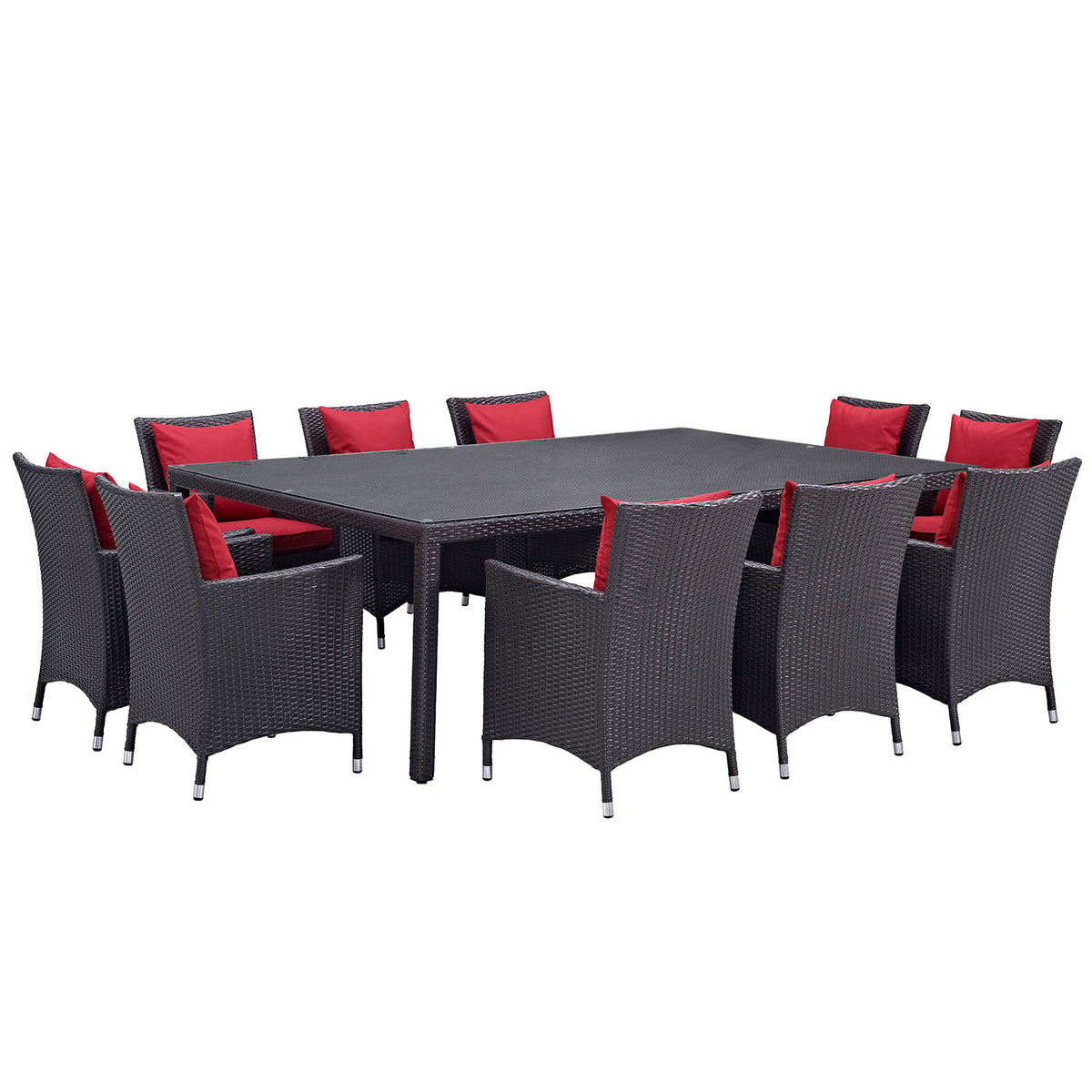 Convene 11 Piece Outdoor Patio Dining Set - Espresso Red