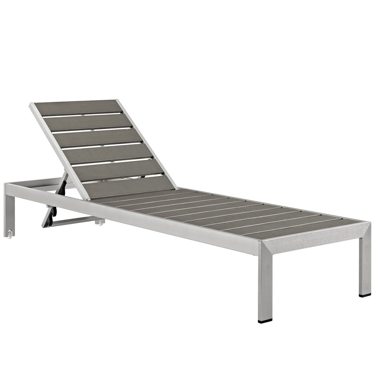 Shore Outdoor Patio Aluminum Chaise - Silver Gray