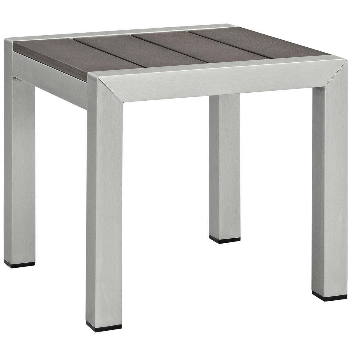 Shore Outdoor Patio Aluminum Side Table - Silver Gray